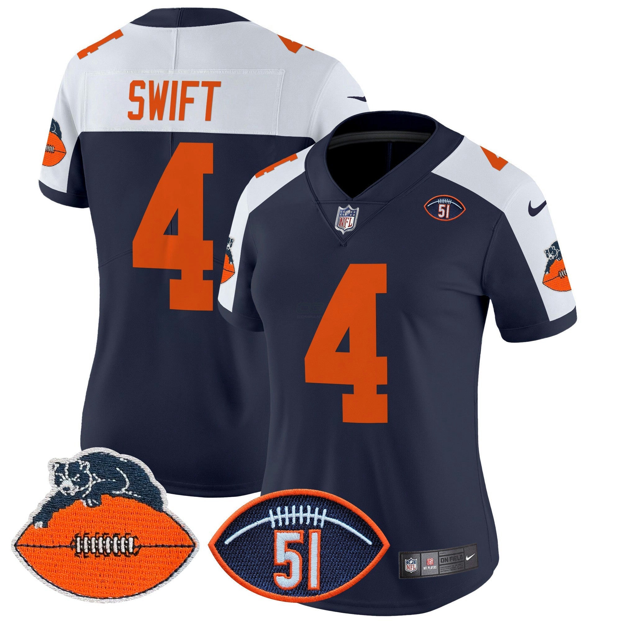 Camisa NFL Women’s Chicago Dick Butkus Patch Throwback Vapor Limited Jersey