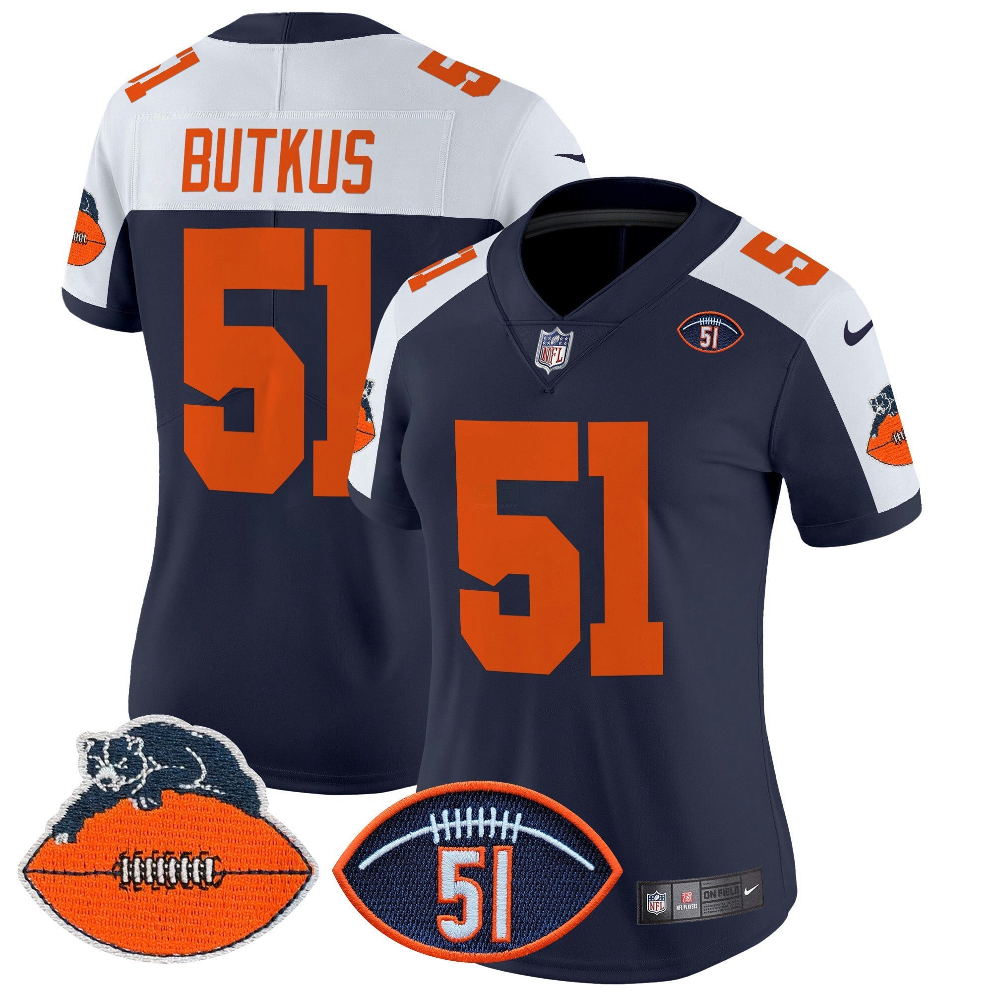 Camisa NFL Women’s Chicago Dick Butkus Patch Throwback Vapor Limited Jersey