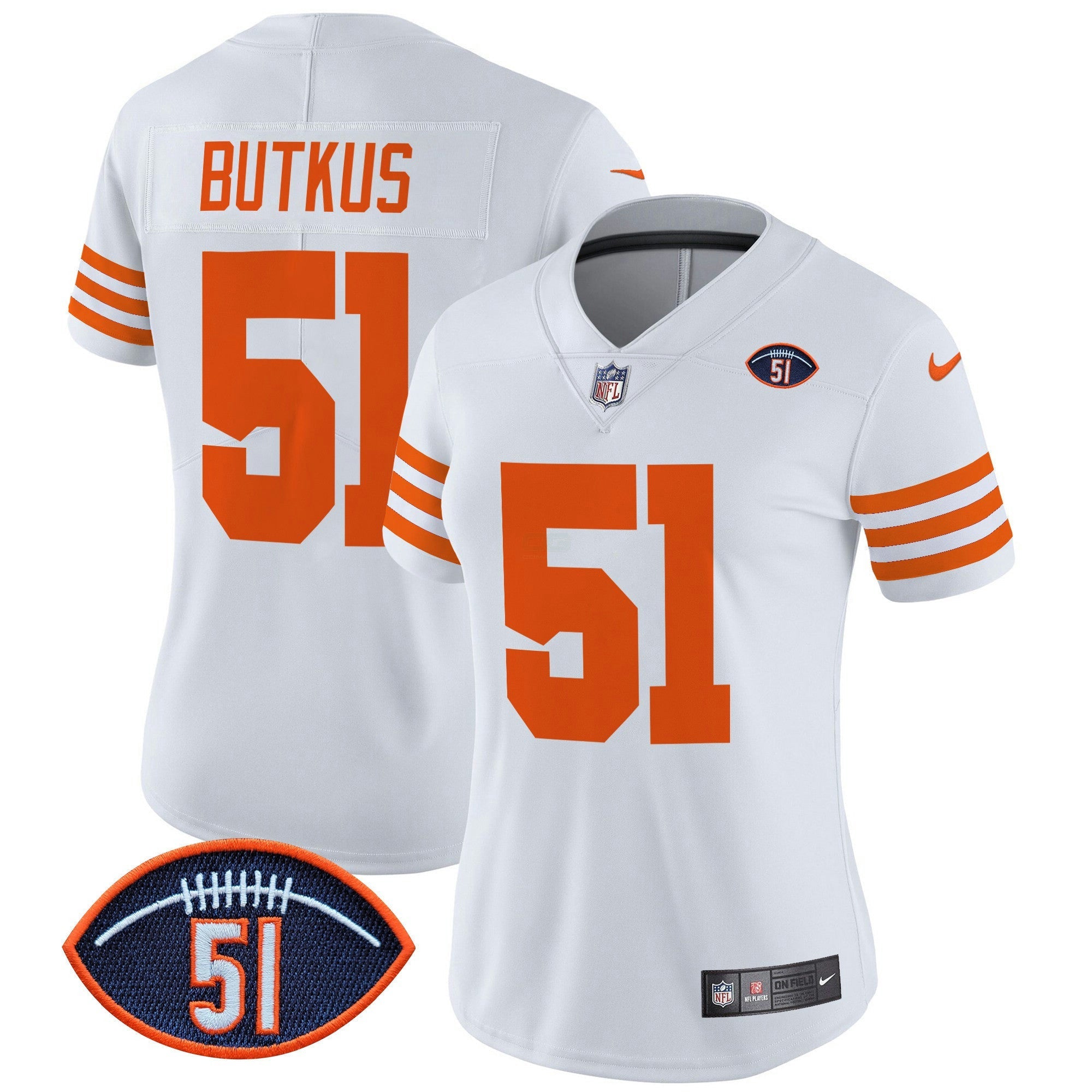 Camisa NFL Women’s Chicago Dick Butkus Patch Throwback Vapor Limited Jersey