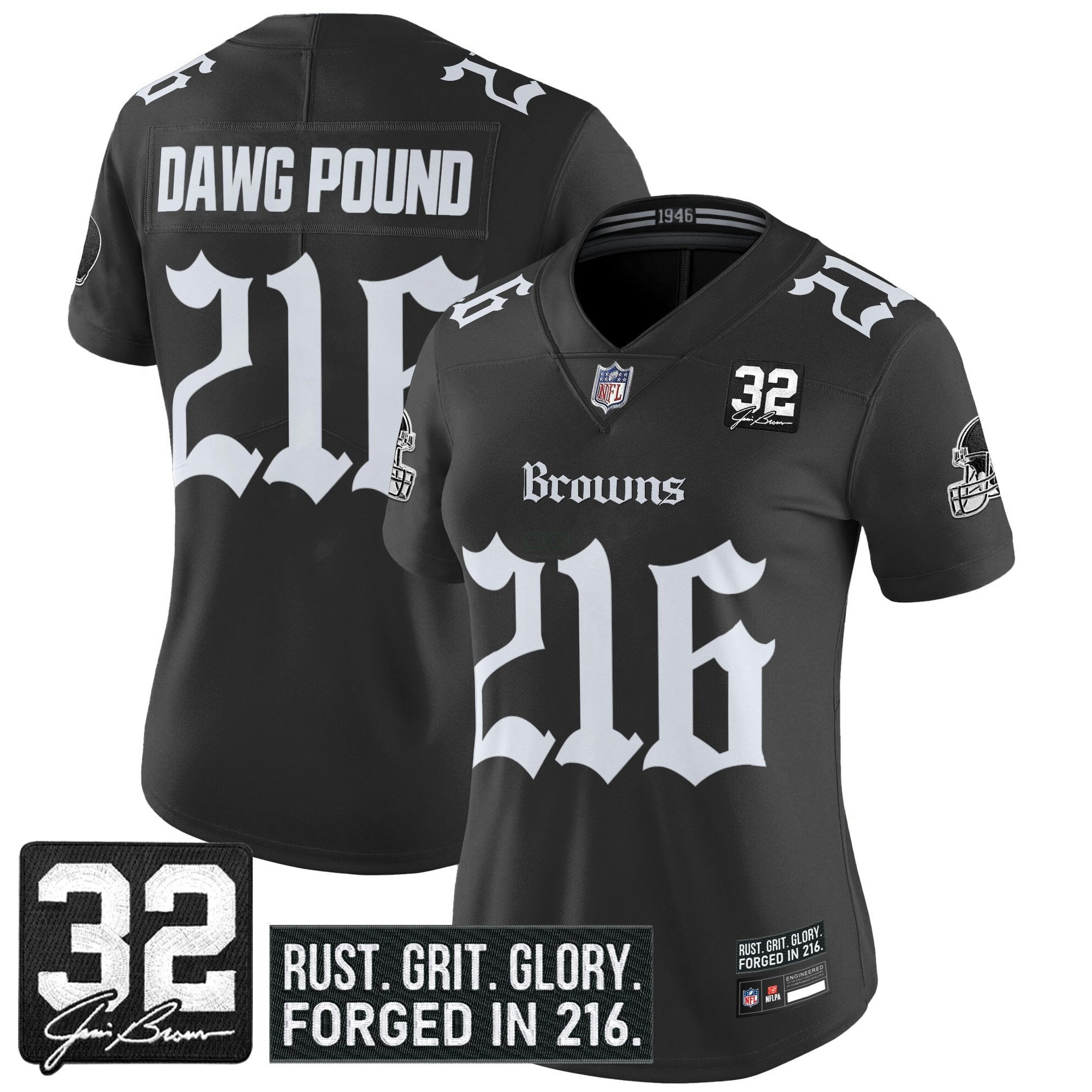 Camisa NFL Women’s Cleveland ‘Gothic Dawg Shadows Drop’ Vapor Limited Jersey