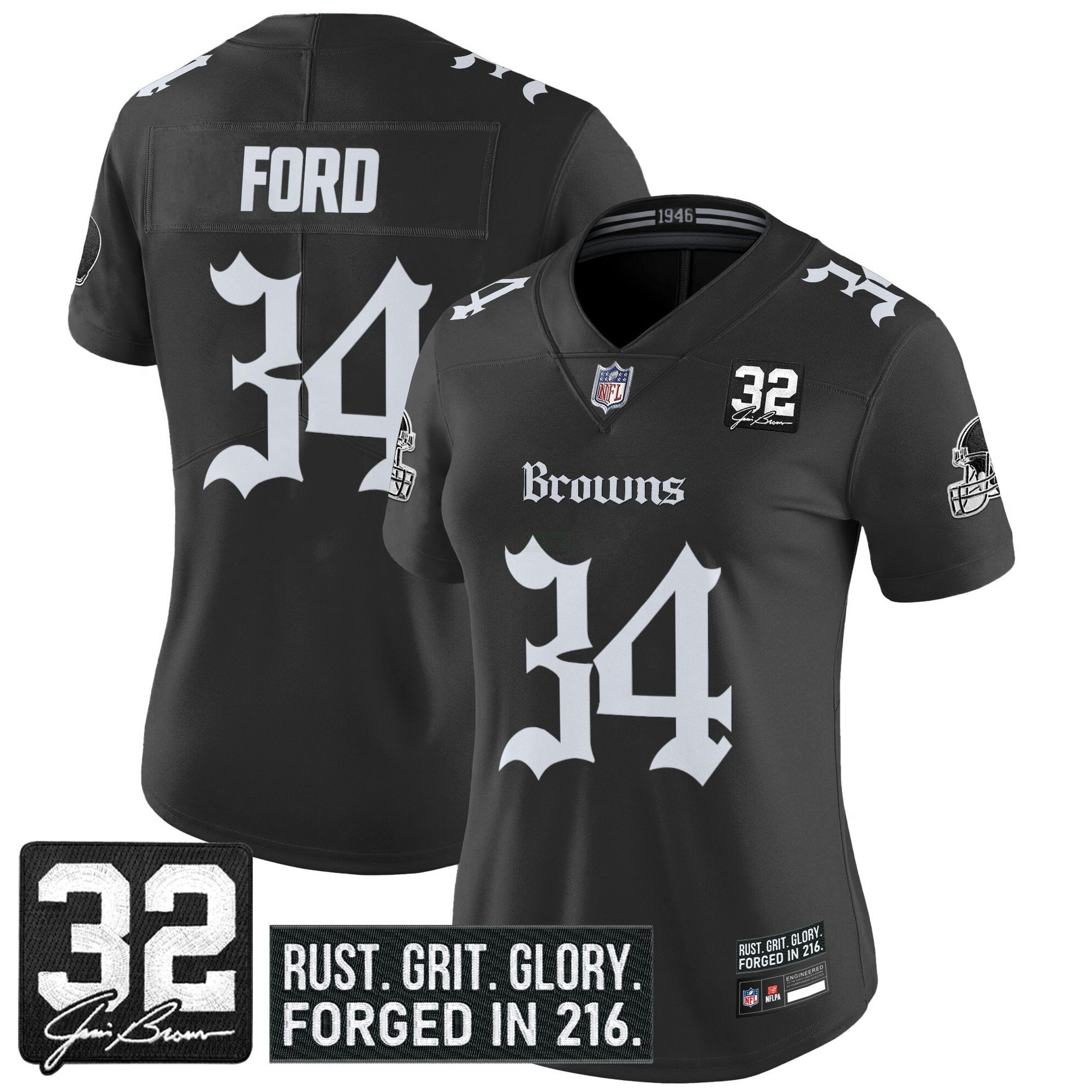Camisa NFL Women’s Cleveland ‘Gothic Dawg Shadows Drop’ Vapor Limited Jersey
