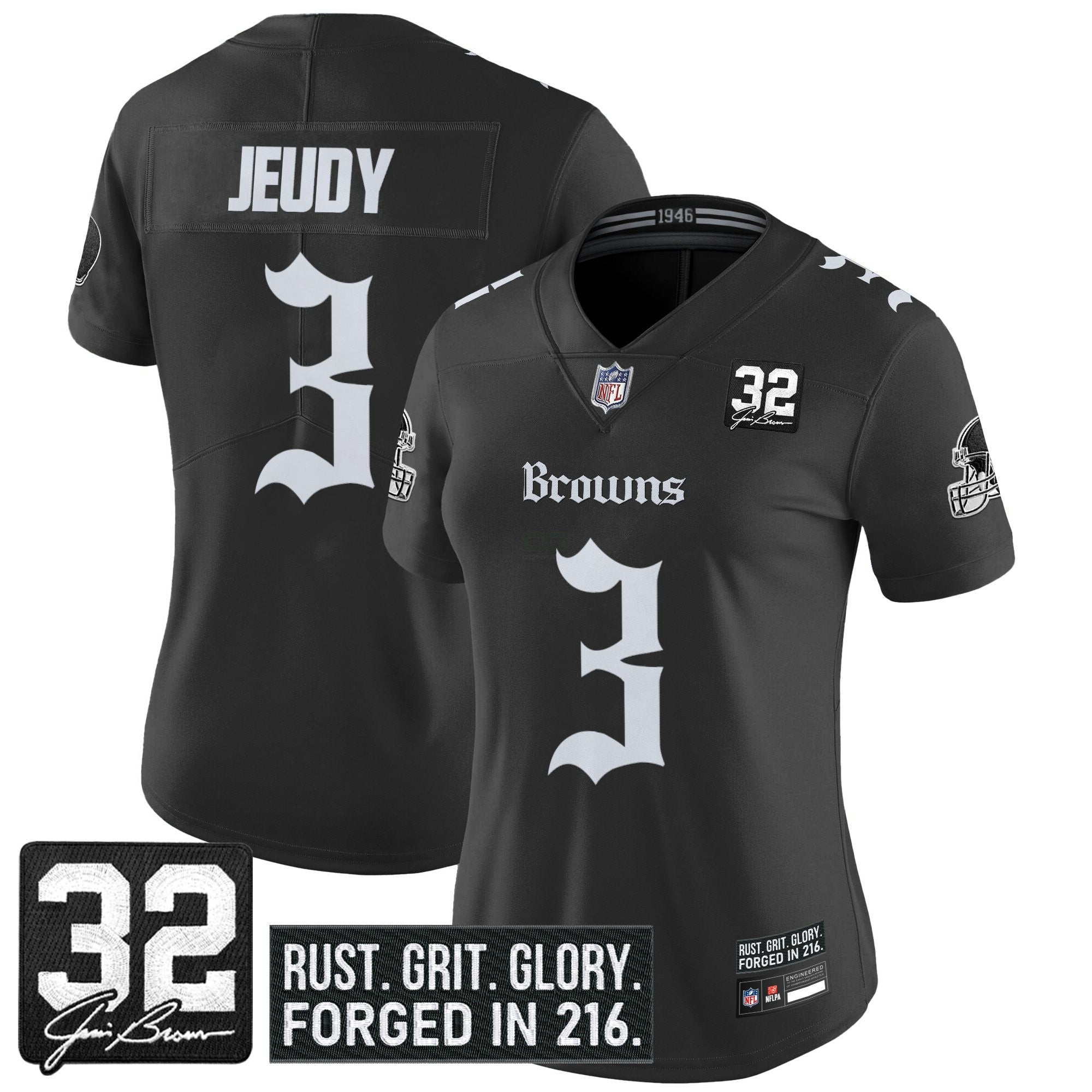Camisa NFL Women’s Cleveland ‘Gothic Dawg Shadows Drop’ Vapor Limited Jersey