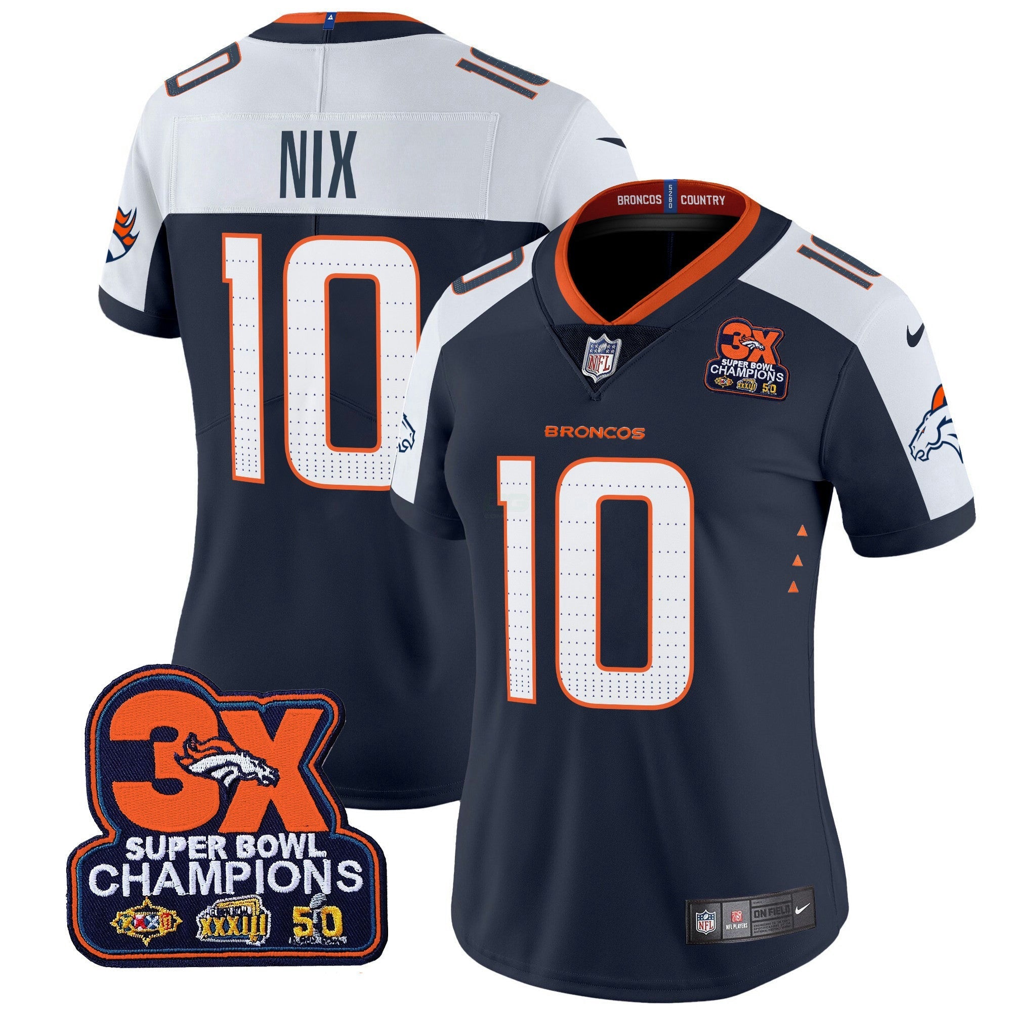 Camisa NFL Women’s Denver 3-Time Champions Patch Vapor Limited Jersey
