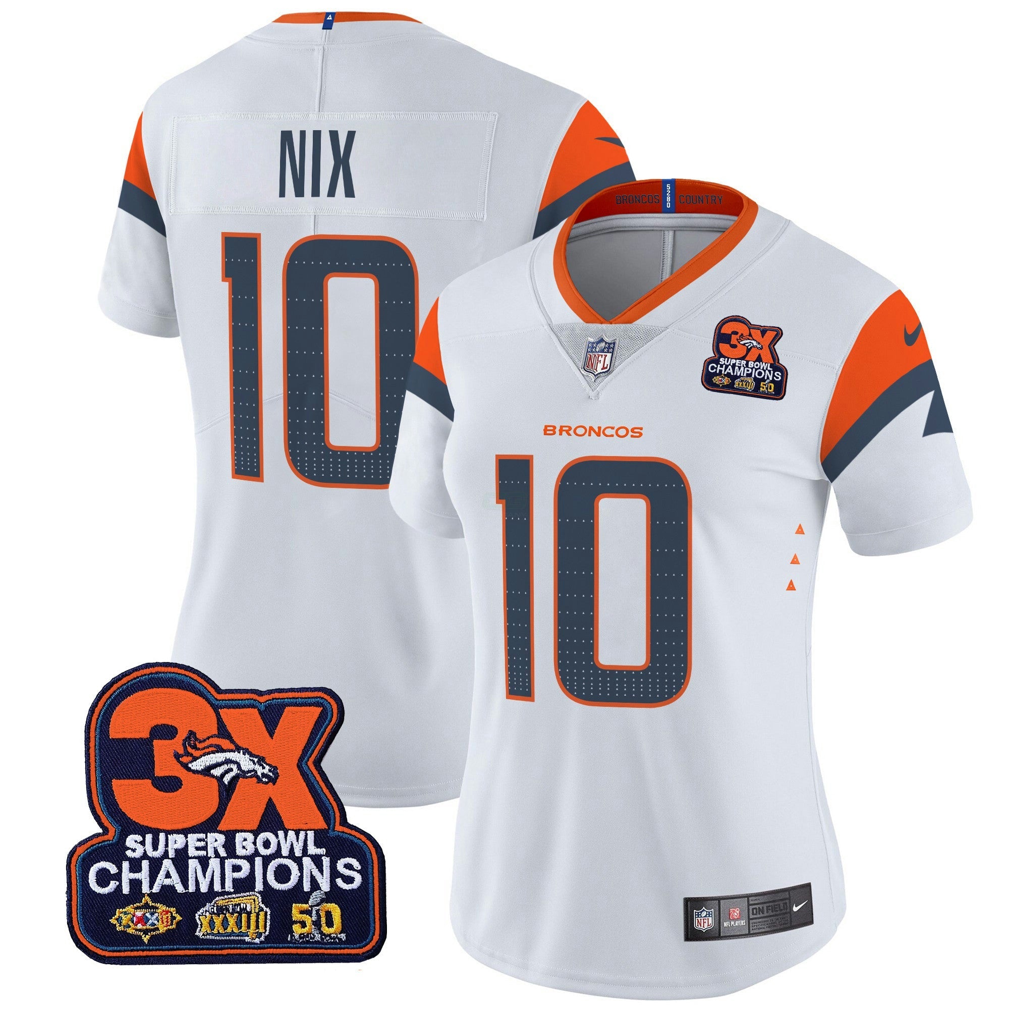Camisa NFL Women’s Denver 3-Time Champions Patch Vapor Limited Jersey