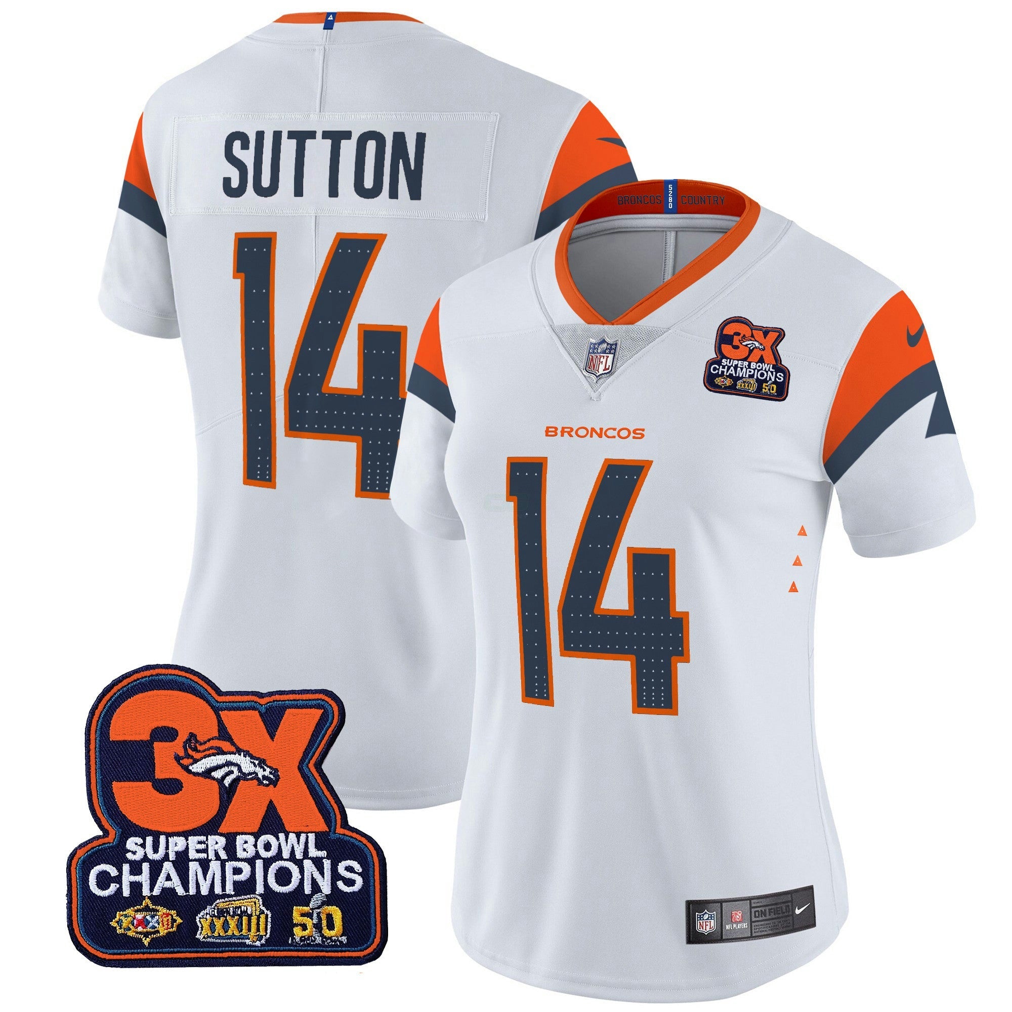 Camisa NFL Women’s Denver 3-Time Champions Patch Vapor Limited Jersey