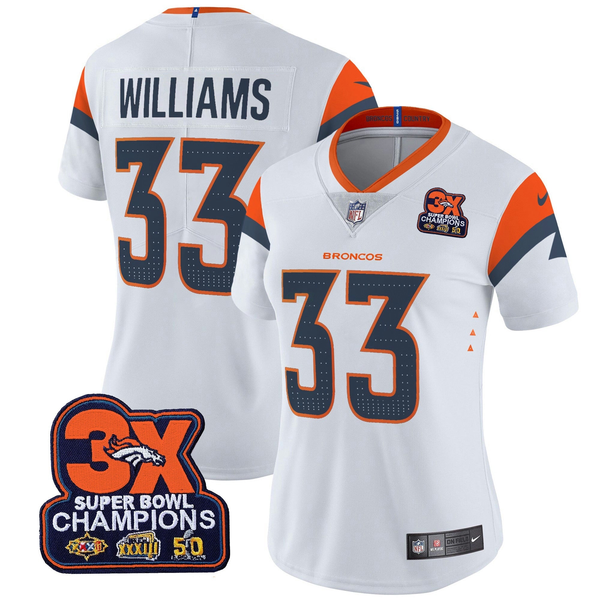Camisa NFL Women’s Denver 3-Time Champions Patch Vapor Limited Jersey