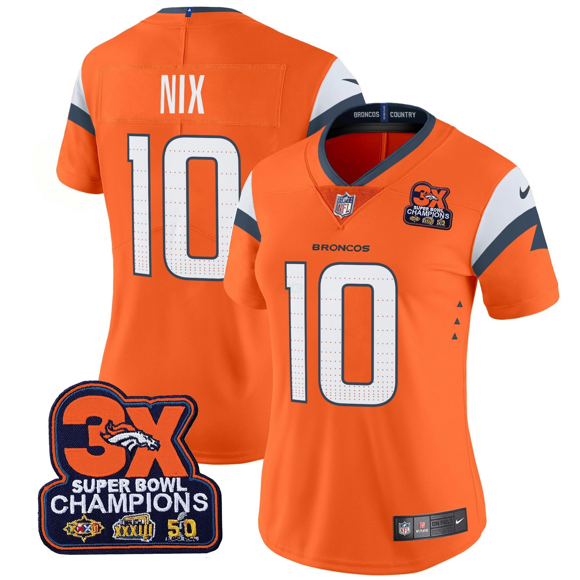 Camisa NFL Women’s Denver 3-Time Champions Patch Vapor Limited Jersey