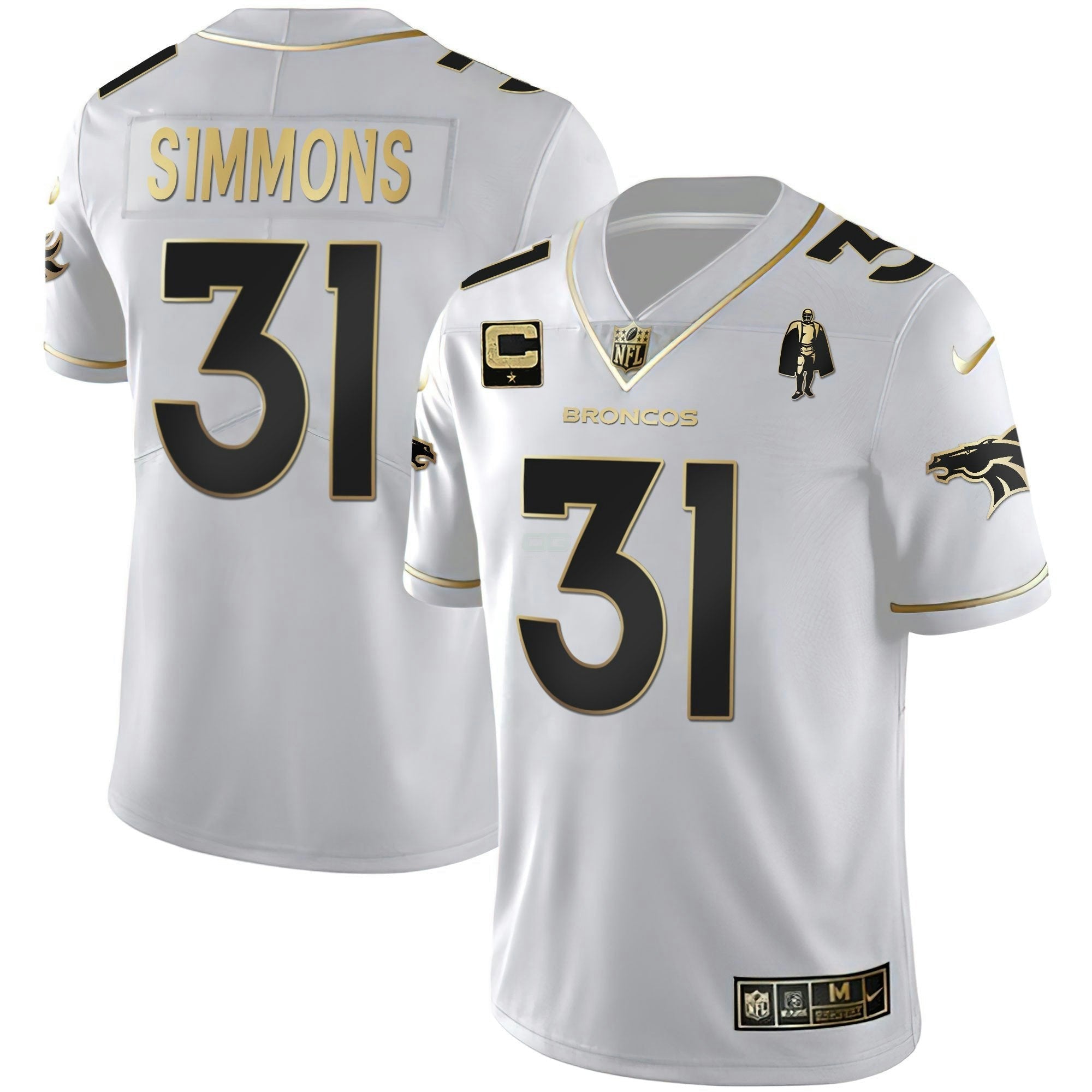 Camisa NFL Women’s Denver Branca Dourada and Preta Dourada Jersey