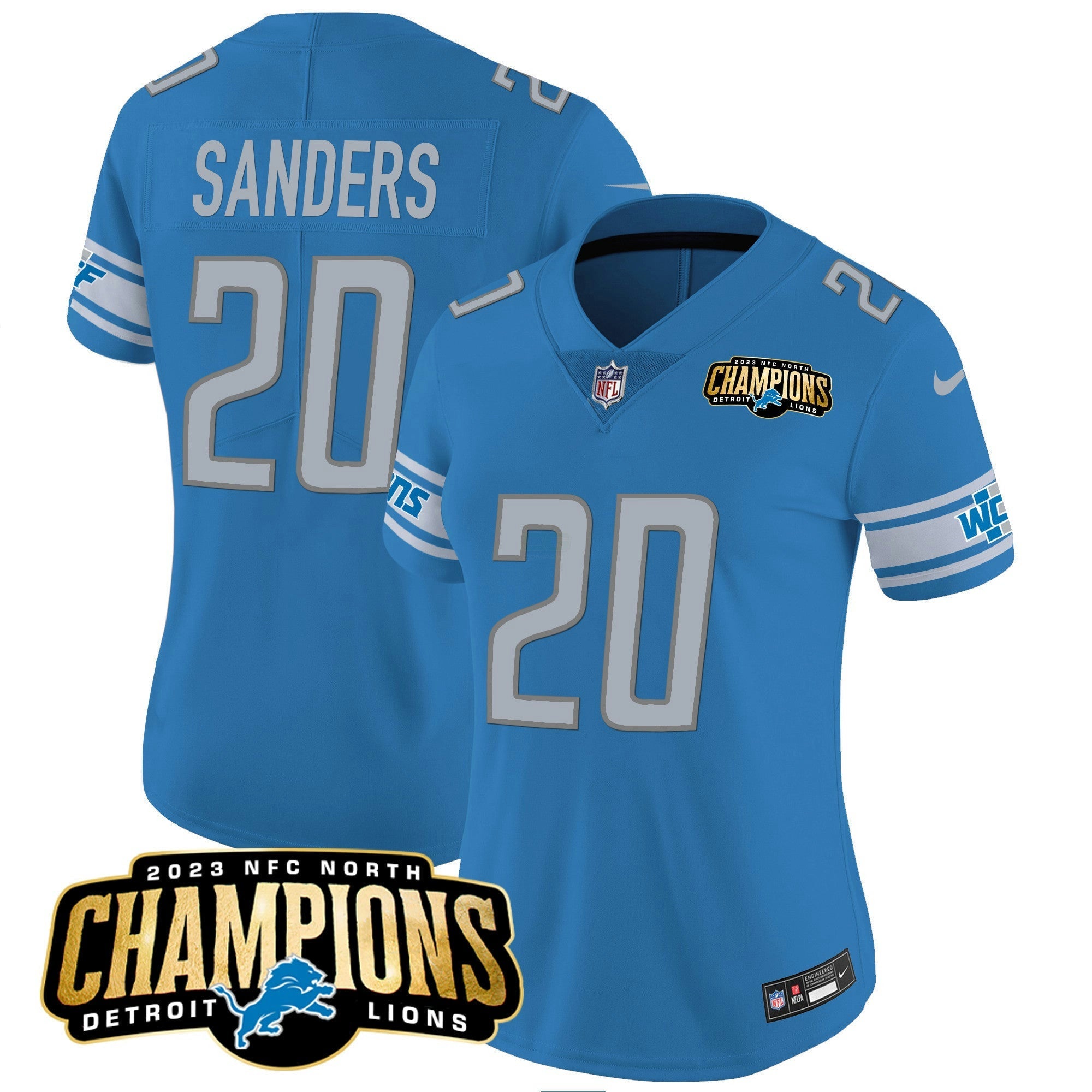 Camisa NFL Women’s Detroit 2023 NFC North Champions Patch Vapor Jersey