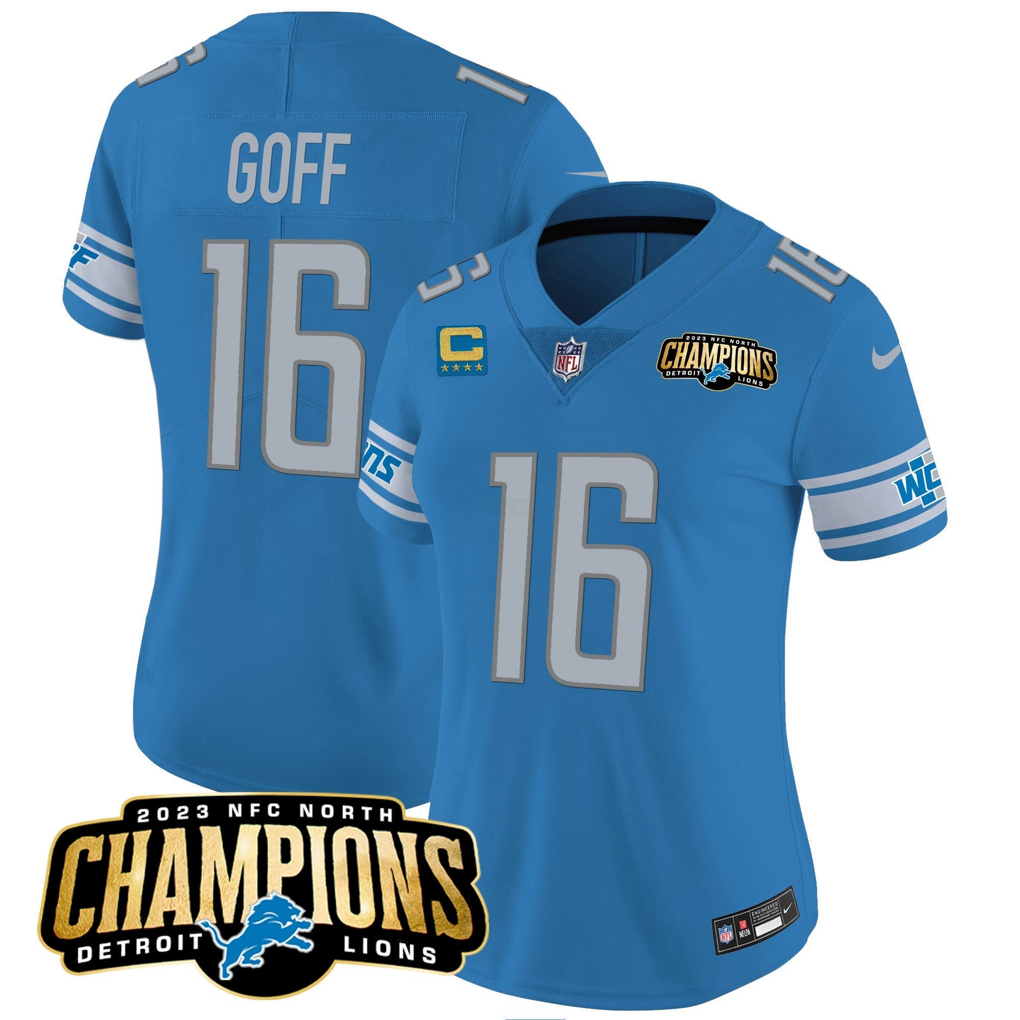 Camisa NFL Women’s Detroit 2023 NFC North Champions Patch Vapor Jersey