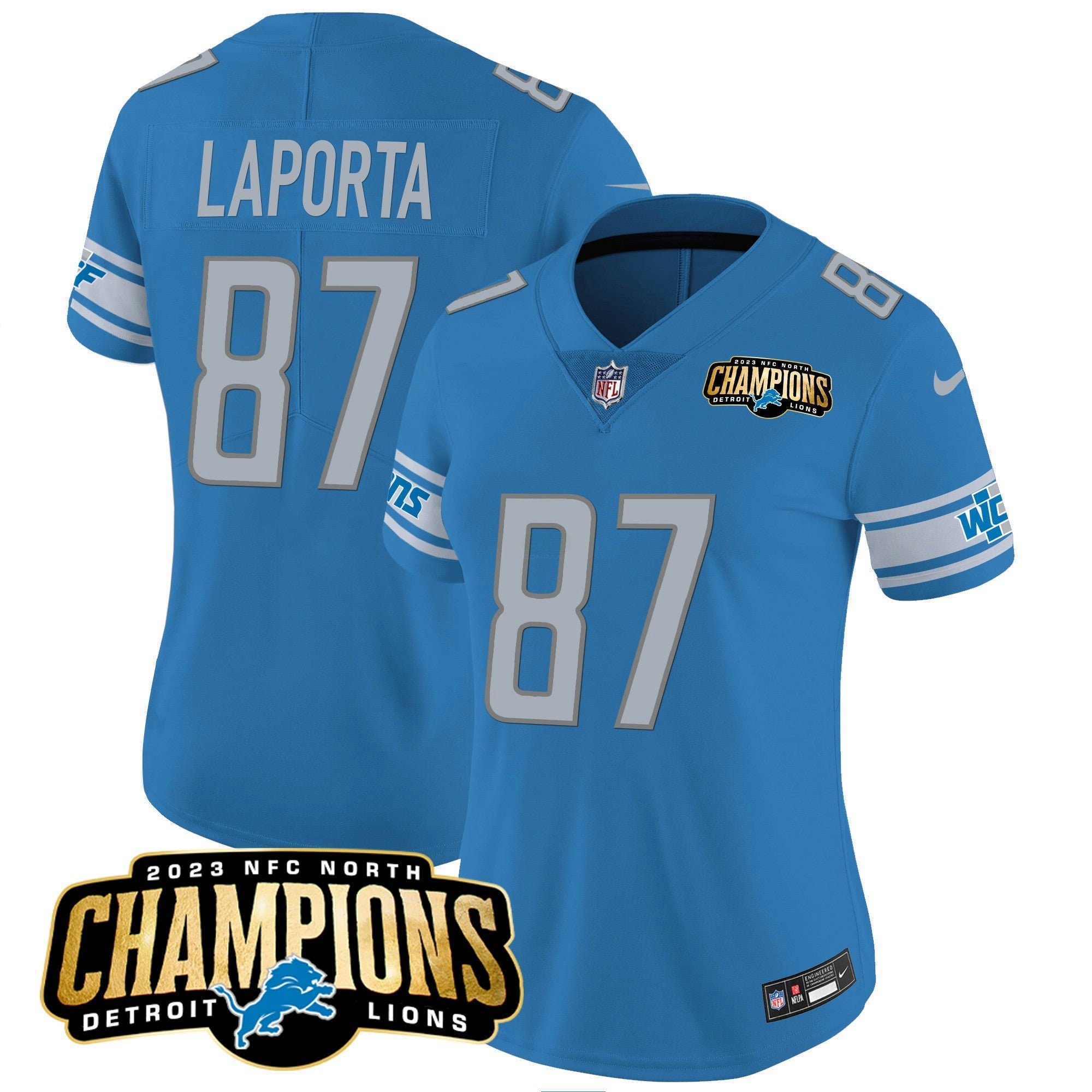 Camisa NFL Women’s Detroit 2023 NFC North Champions Patch Vapor Jersey