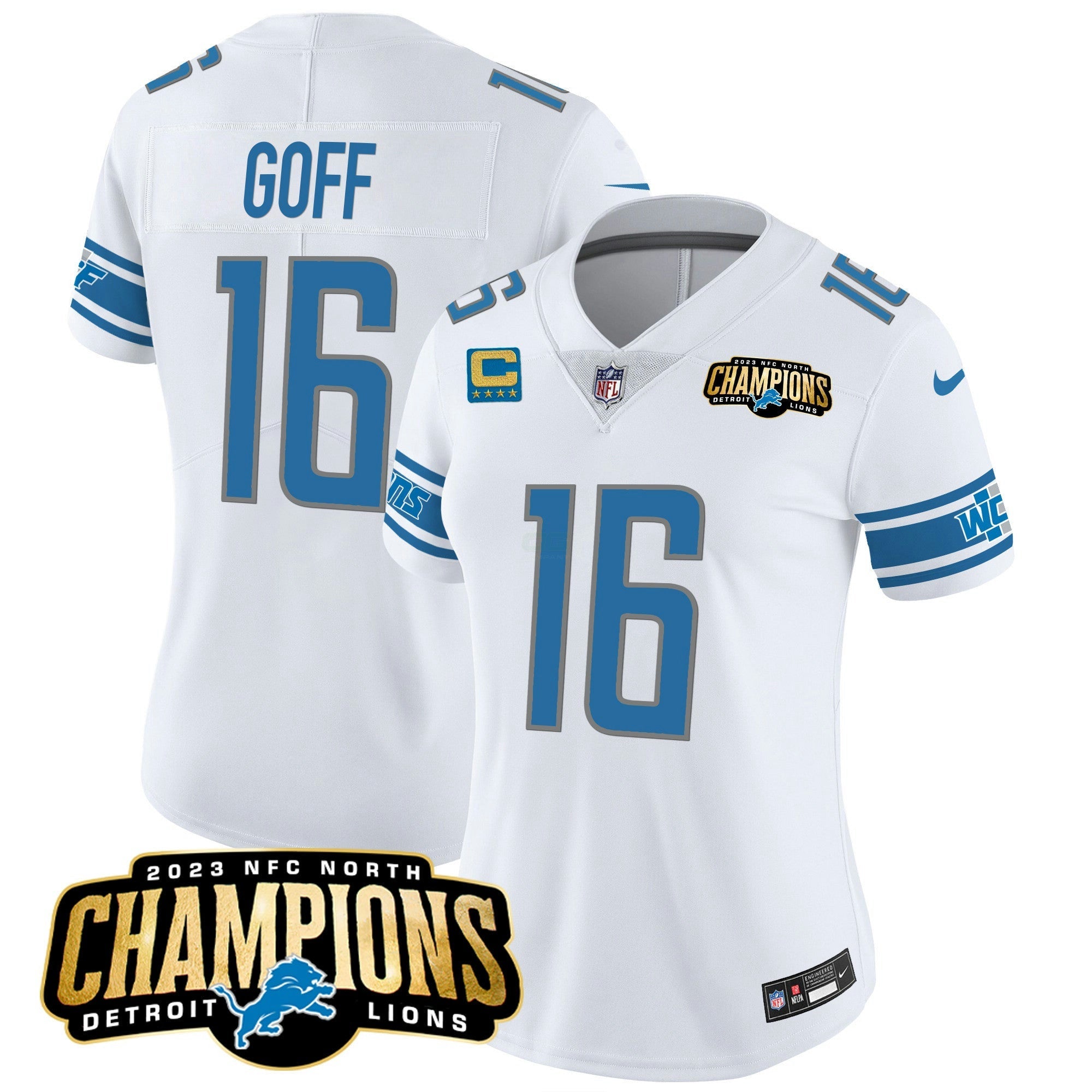 Camisa NFL Women’s Detroit 2023 NFC North Champions Patch Vapor Jersey