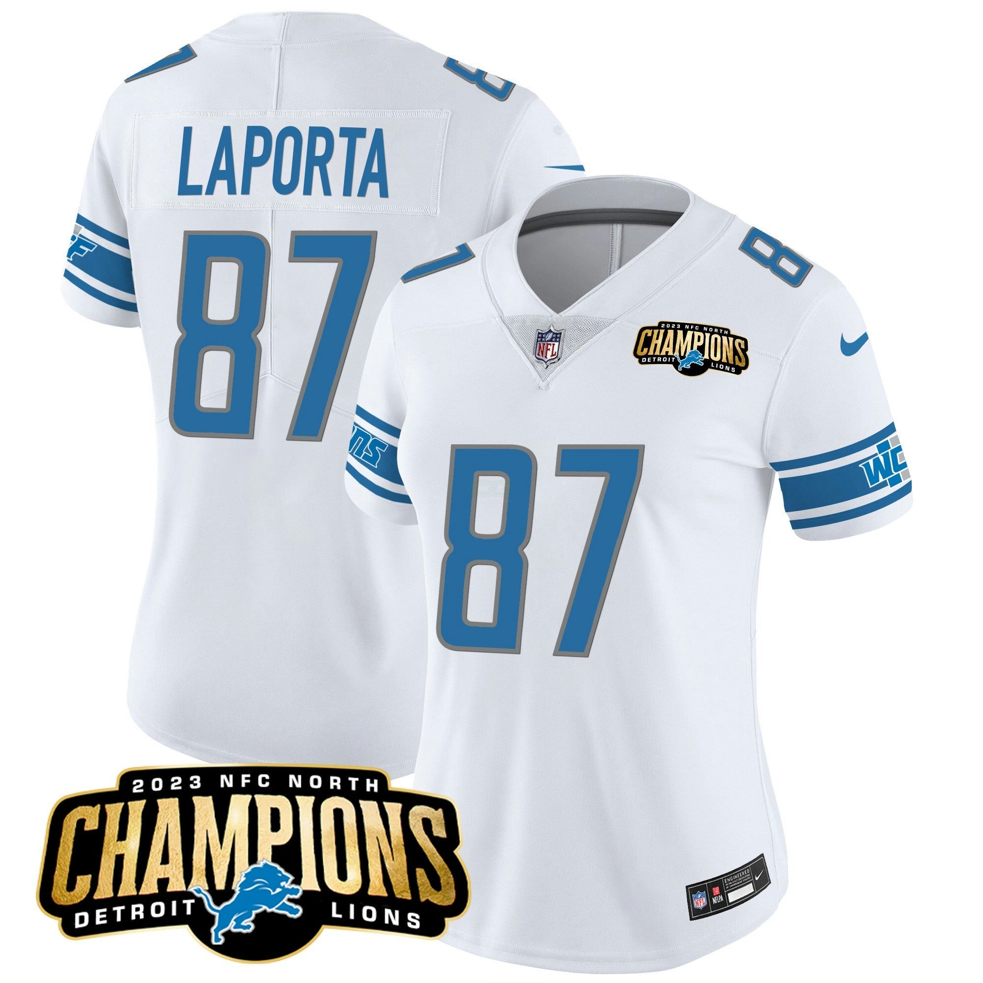 Camisa NFL Women’s Detroit 2023 NFC North Champions Patch Vapor Jersey