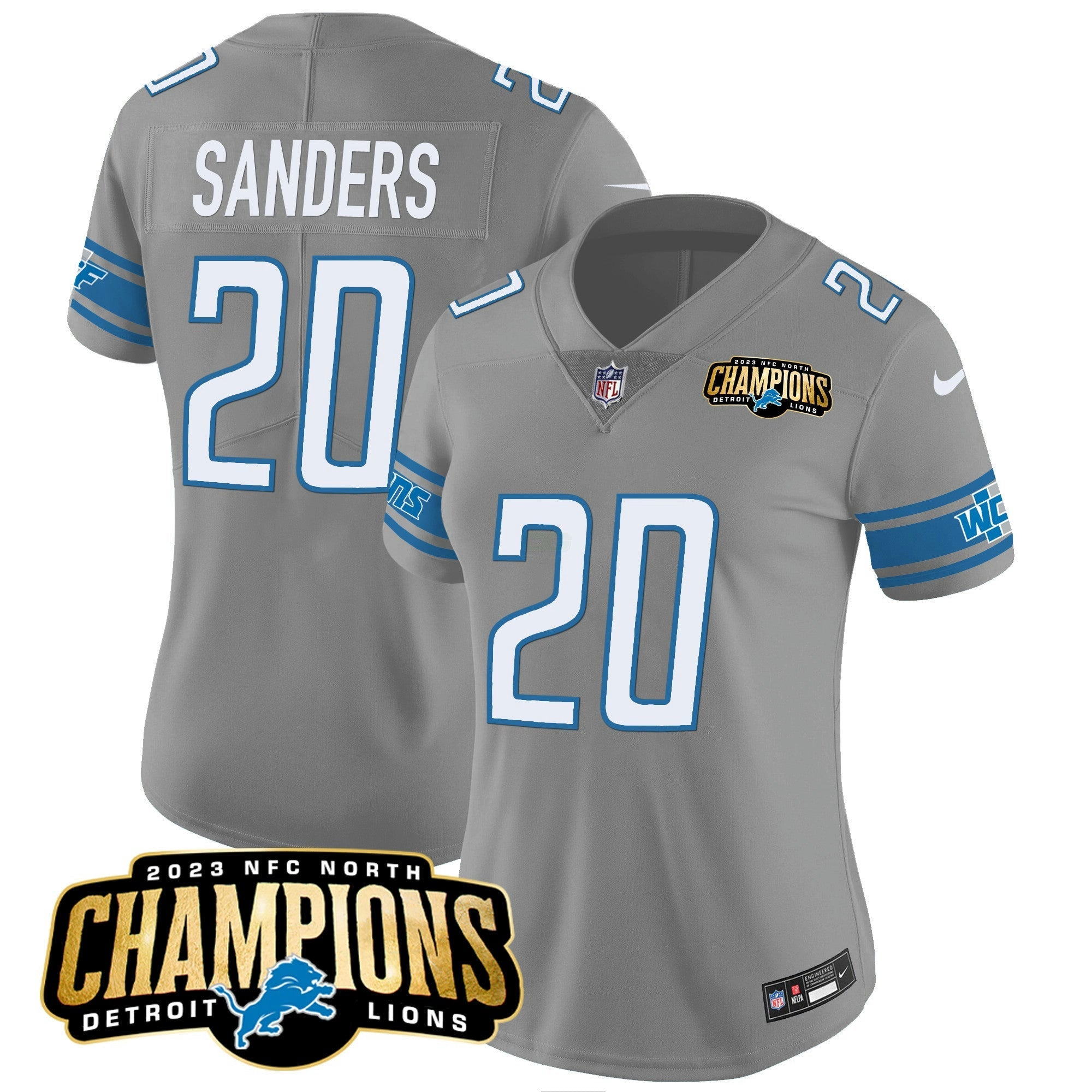 Camisa NFL Women’s Detroit 2023 NFC North Champions Patch Vapor Jersey