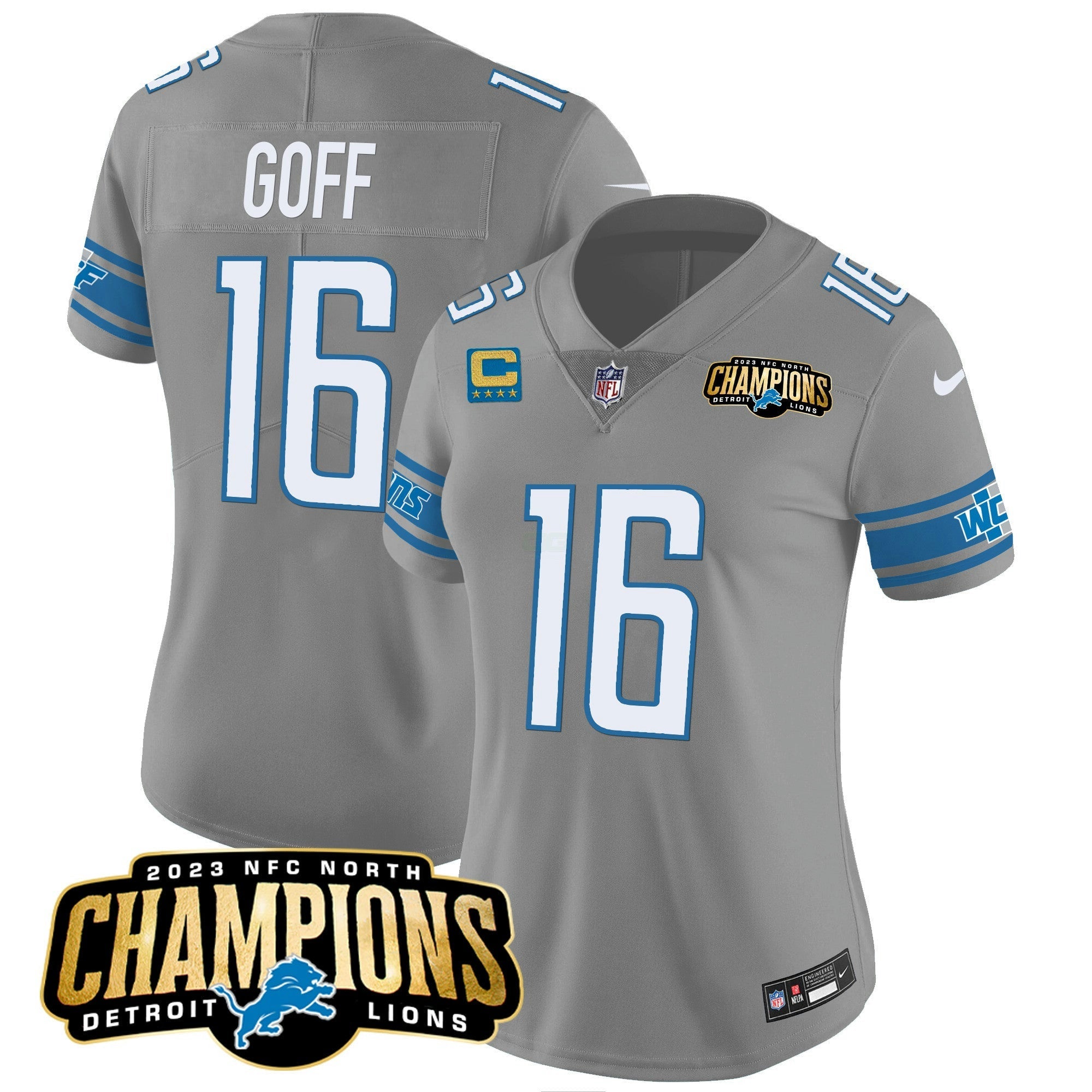 Camisa NFL Women’s Detroit 2023 NFC North Champions Patch Vapor Jersey
