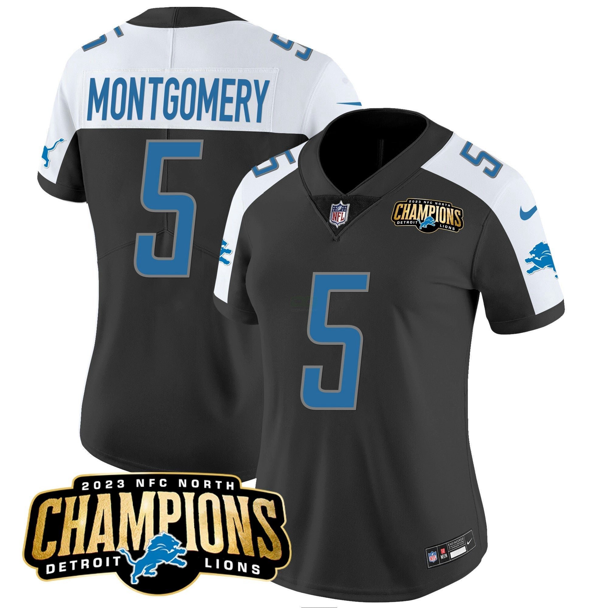 Camisa NFL Women’s Detroit 2023 NFC North Champions Patch Vapor Jersey