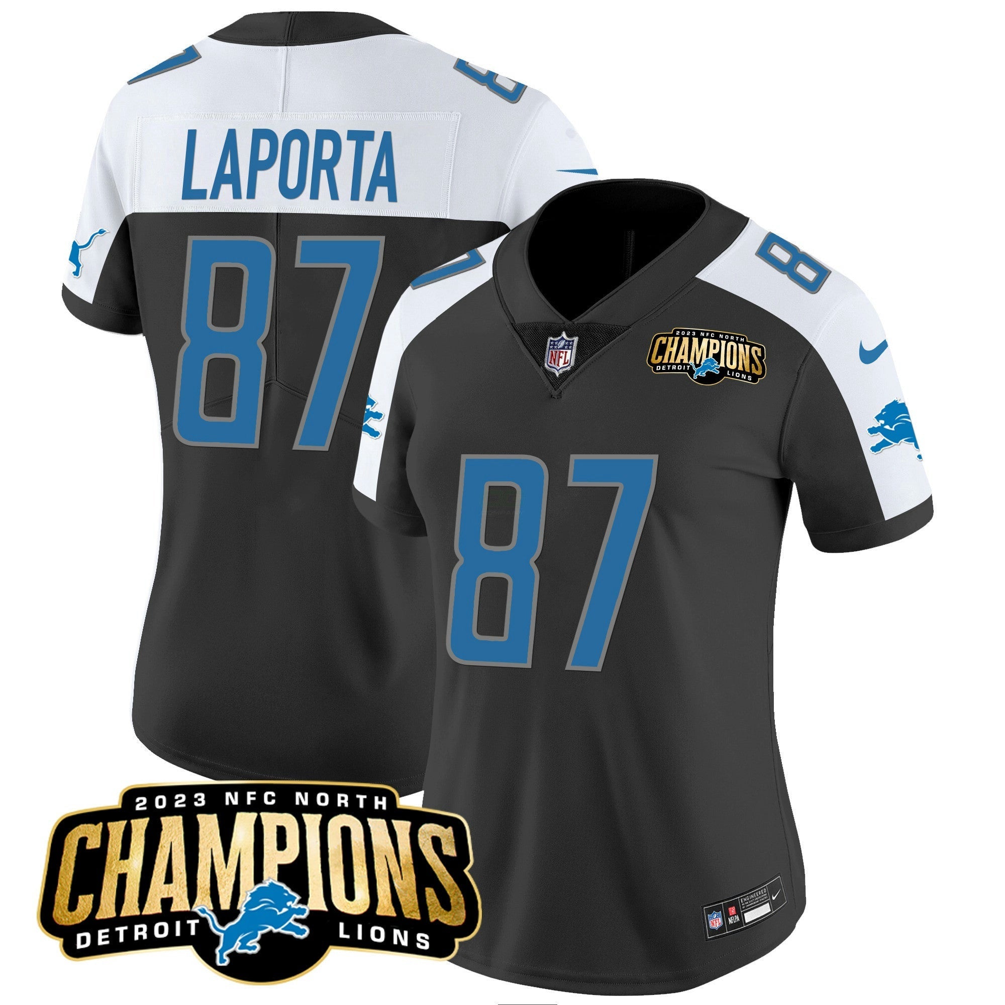 Camisa NFL Women’s Detroit 2023 NFC North Champions Patch Vapor Jersey