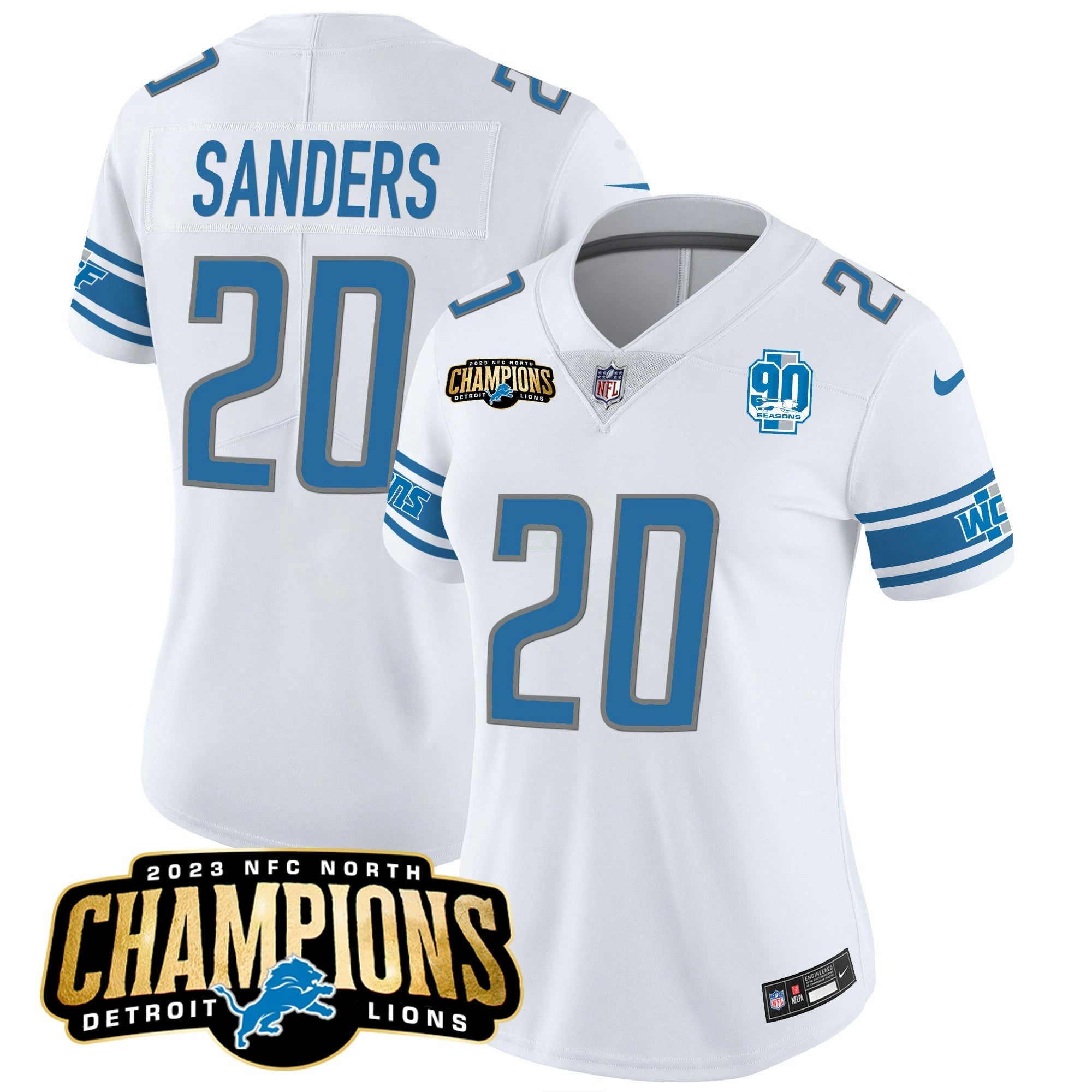 Camisa NFL Women’s Detroit 2023 NFC North Champions Patch Vapor Jersey V2