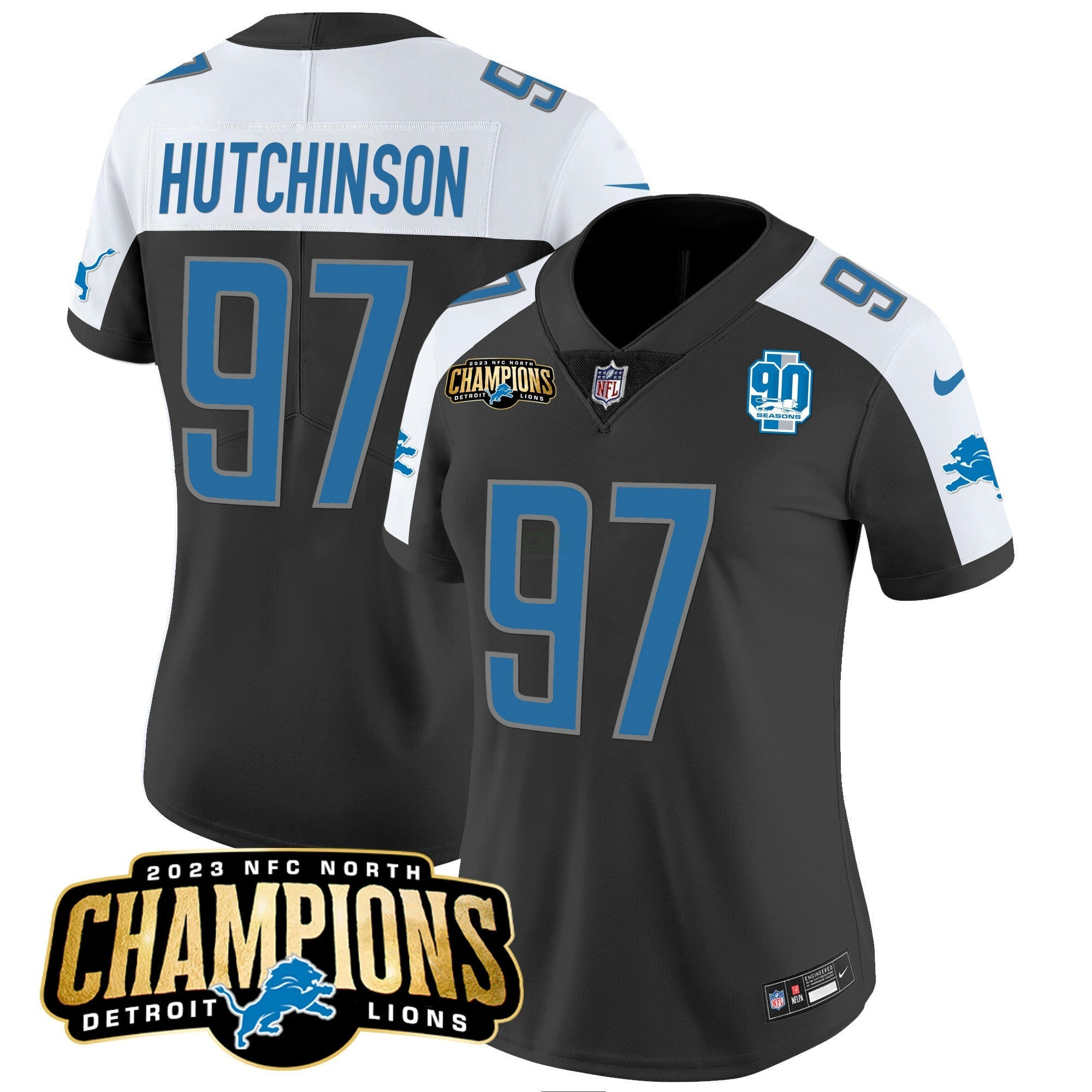 Camisa NFL Women’s Detroit 2023 NFC North Champions Patch Vapor Jersey V2