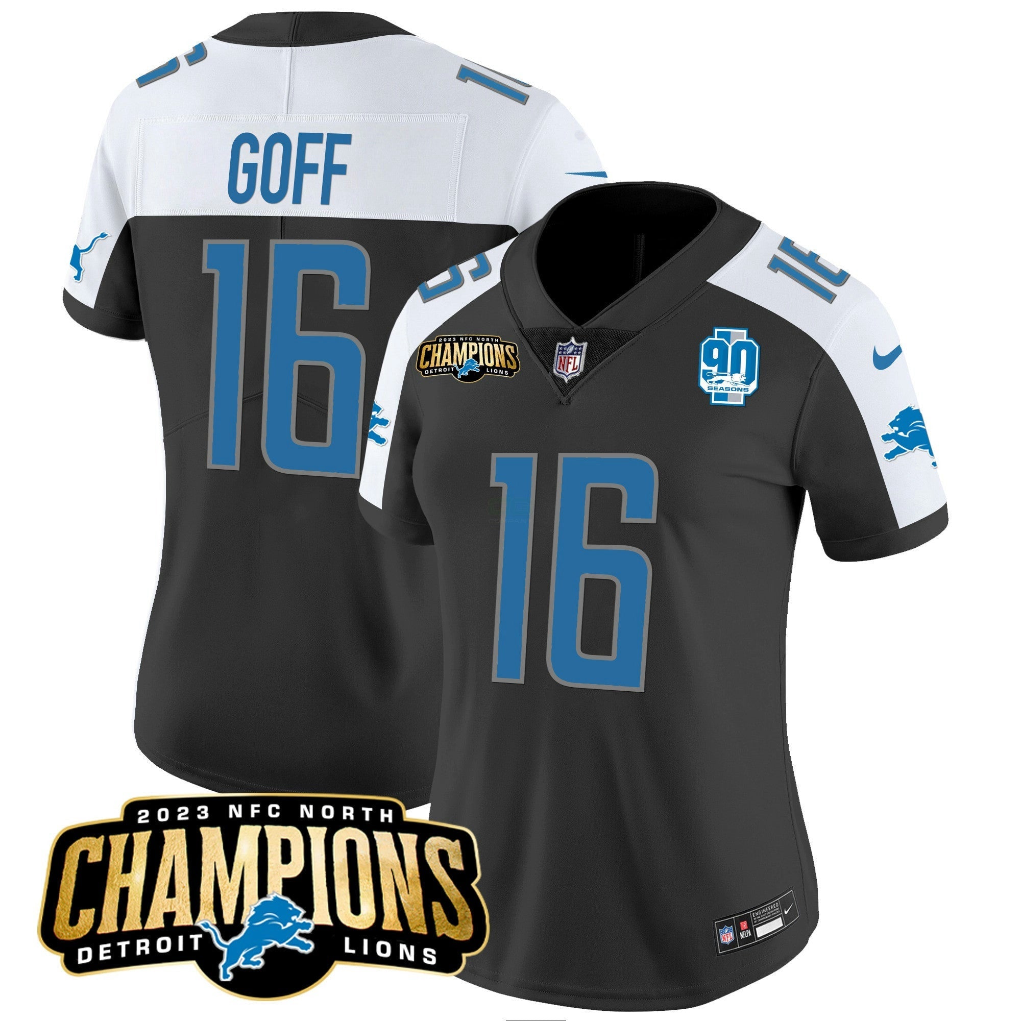Camisa NFL Women’s Detroit 2023 NFC North Champions Patch Vapor Jersey V2