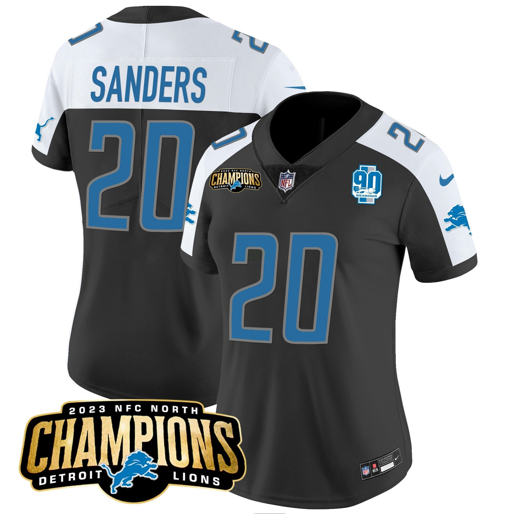 Camisa NFL Women’s Detroit 2023 NFC North Champions Patch Vapor Jersey V2