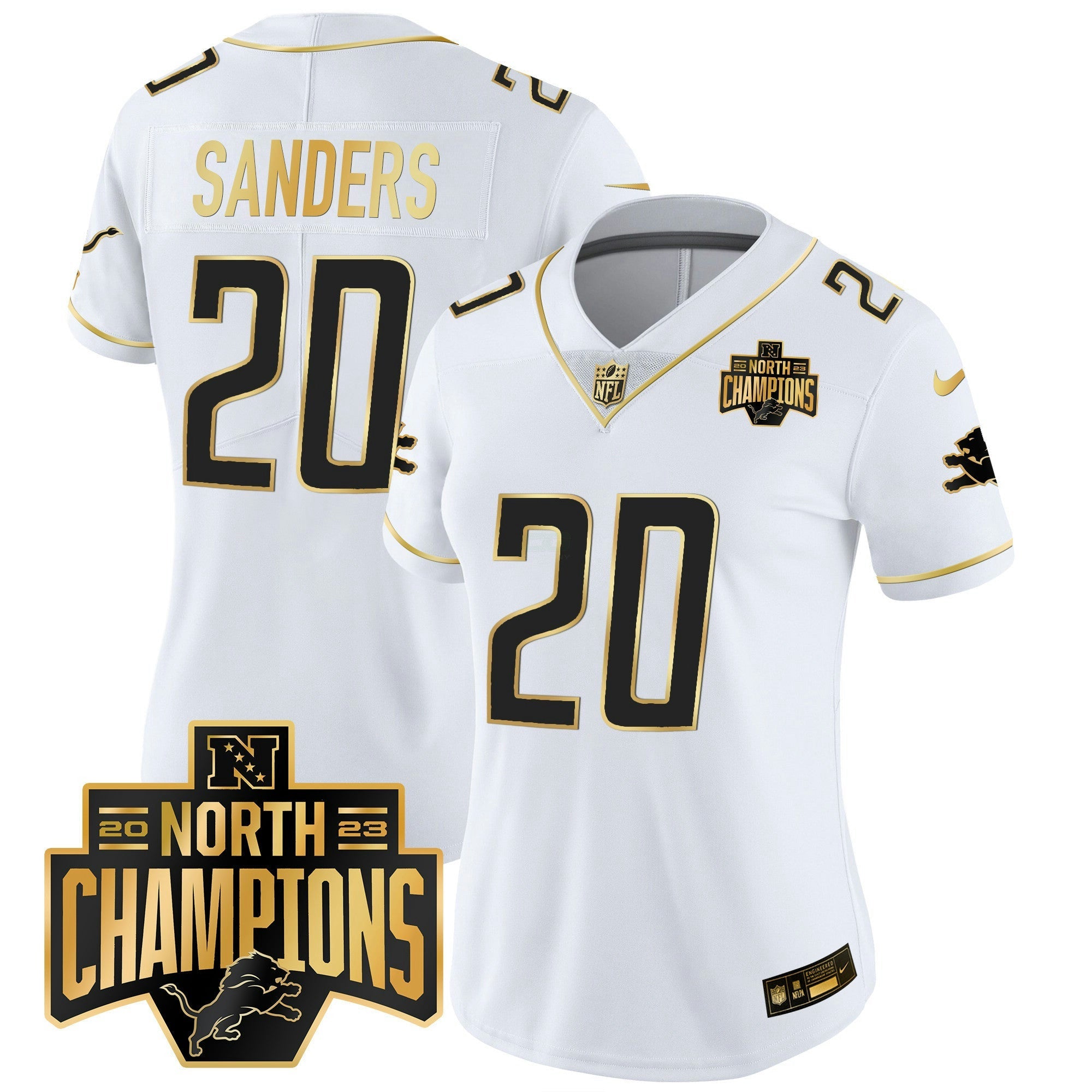 Camisa NFL Women’s Detroit 2023 NFC North Division Champions Patch Vapor Dourada Jersey