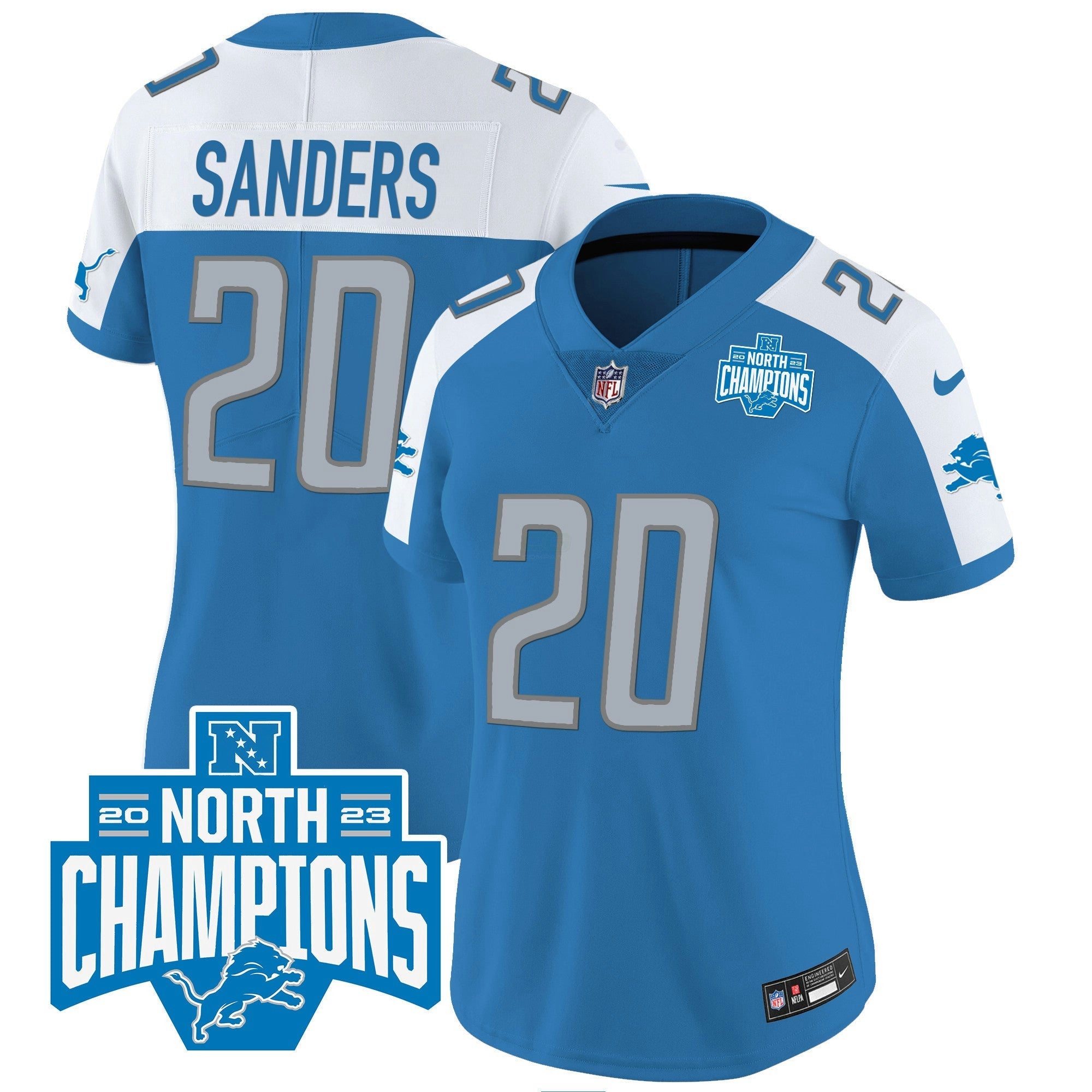 Camisa NFL Women’s Detroit 2023 NFC North Division Champions Patch Vapor Jersey