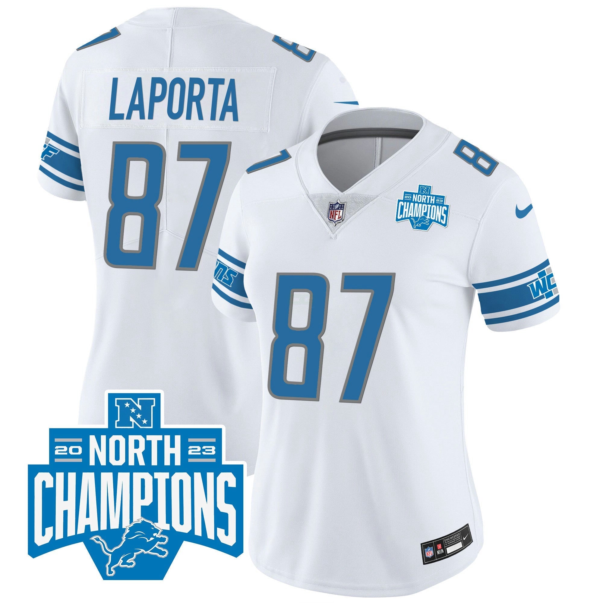 Camisa NFL Women’s Detroit 2023 NFC North Division Champions Patch Vapor Jersey
