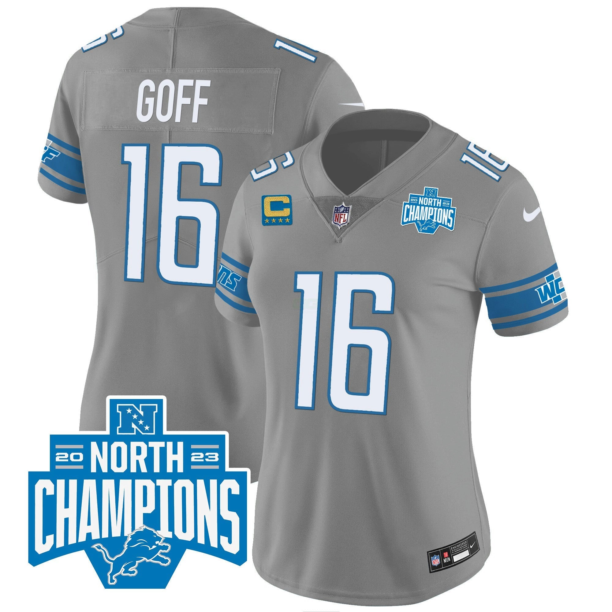 Camisa NFL Women’s Detroit 2023 NFC North Division Champions Patch Vapor Jersey