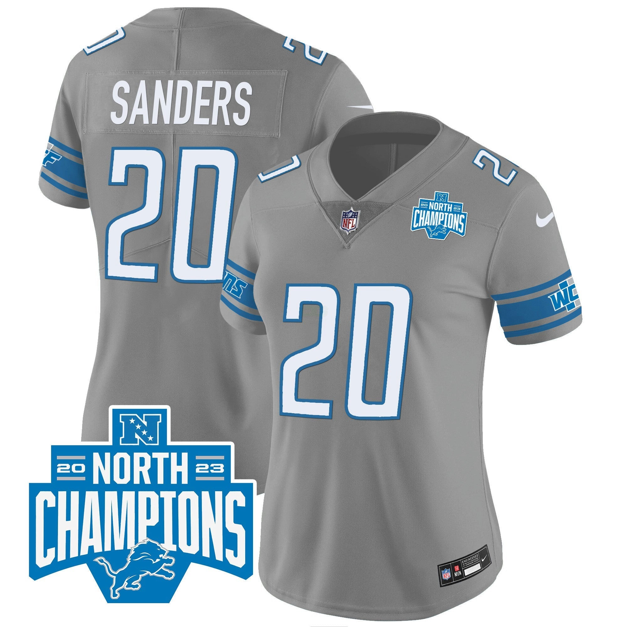 Camisa NFL Women’s Detroit 2023 NFC North Division Champions Patch Vapor Jersey