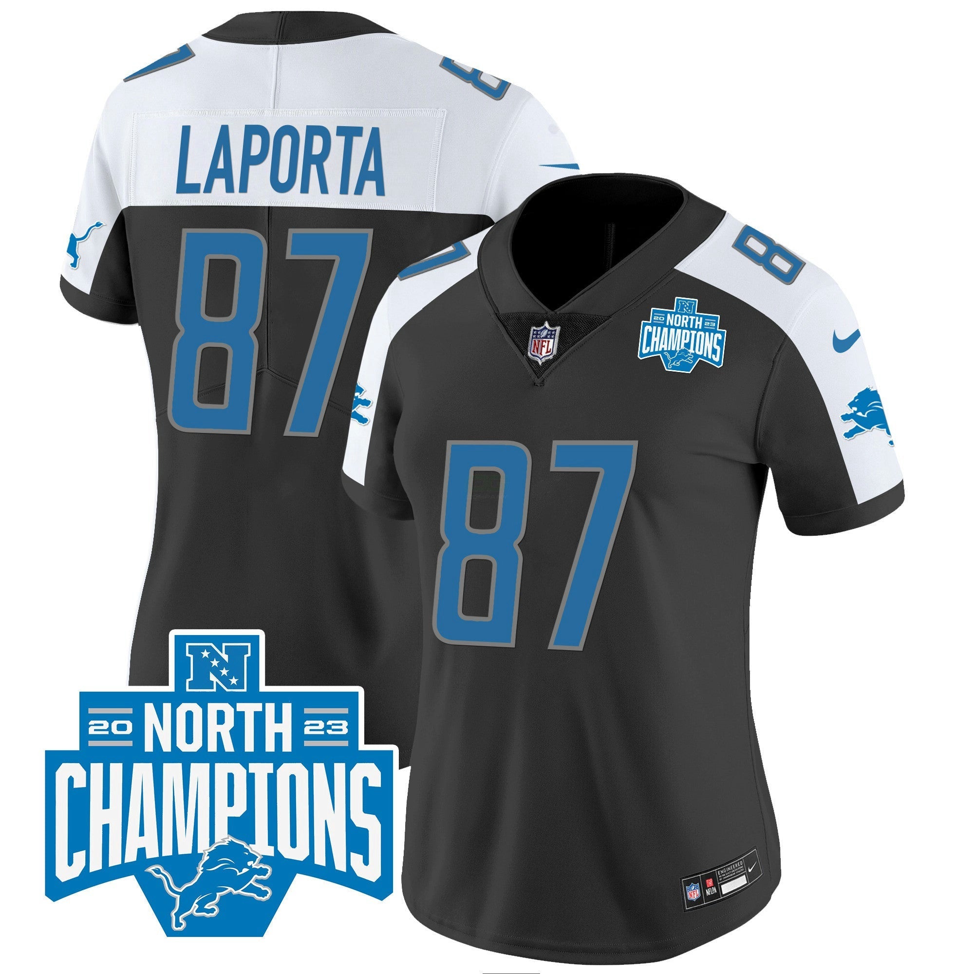 Camisa NFL Women’s Detroit 2023 NFC North Division Champions Patch Vapor Jersey