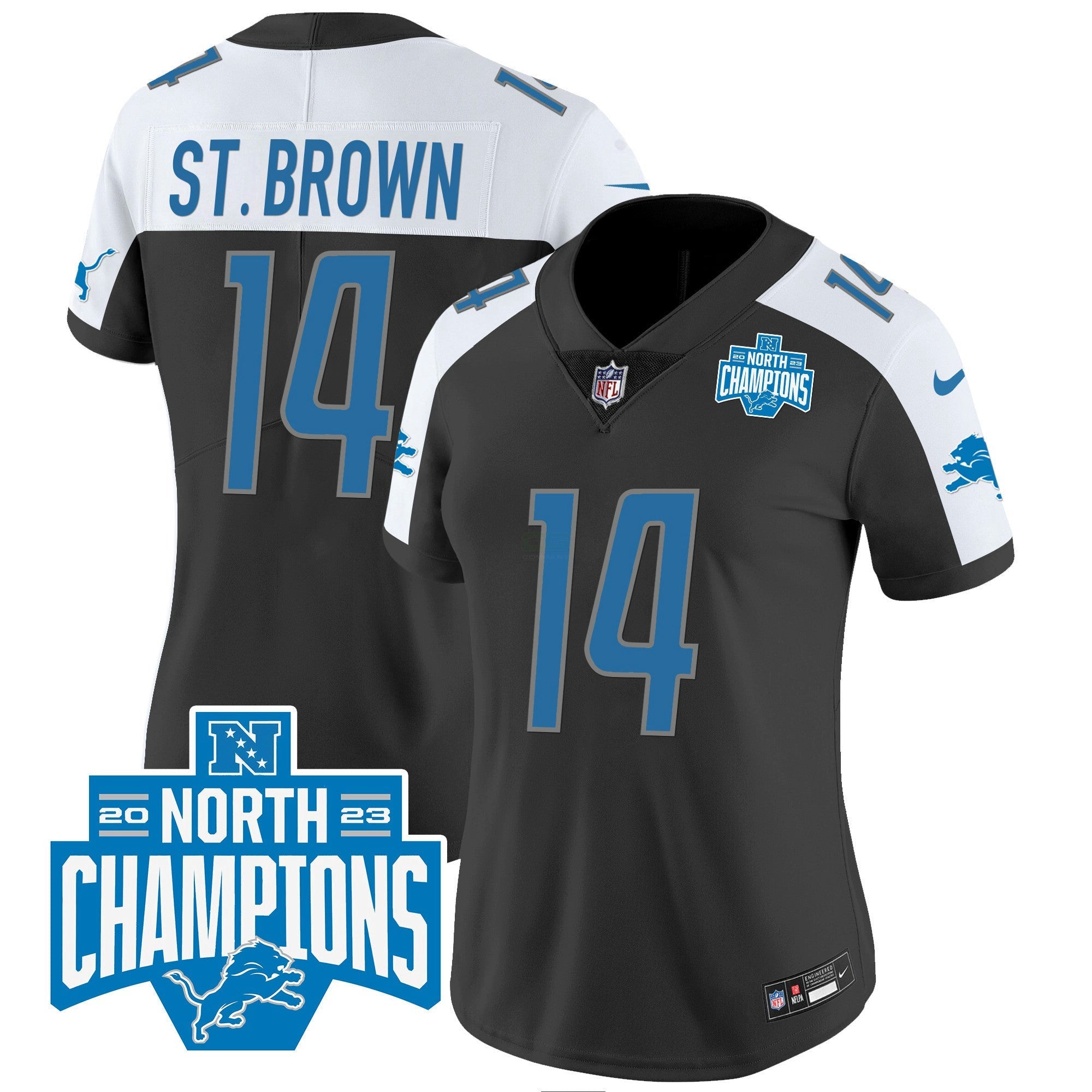 Camisa NFL Women’s Detroit 2023 NFC North Division Champions Patch Vapor Jersey