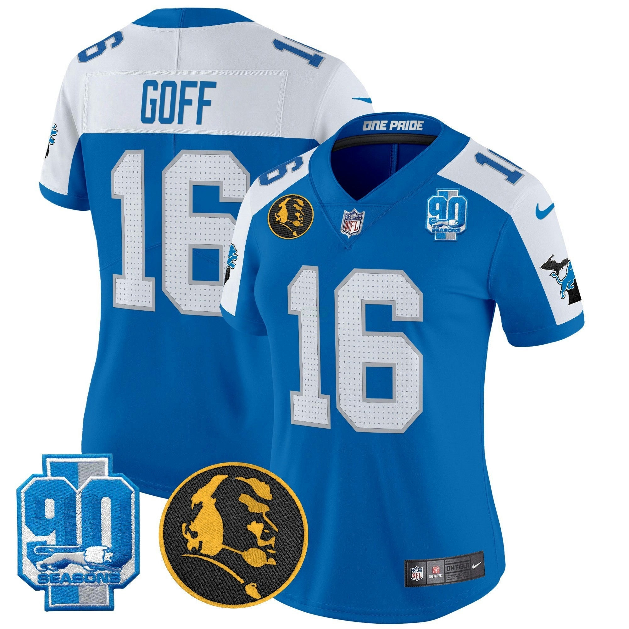 Camisa NFL Women’s Detroit 2024 90th & John Madden Patch Vapor Limited Jersey
