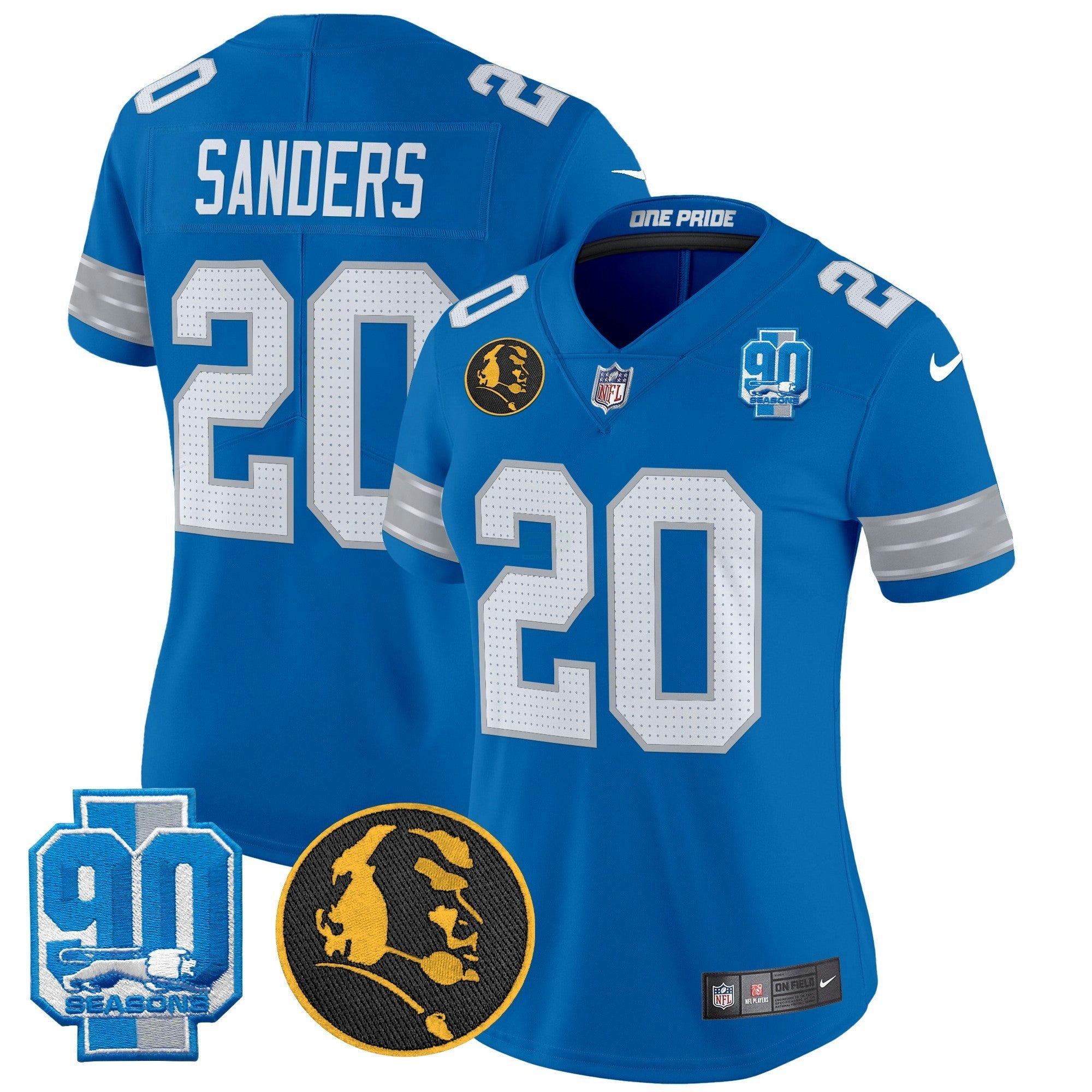 Camisa NFL Women’s Detroit 2024 90th & John Madden Patch Vapor Limited Jersey