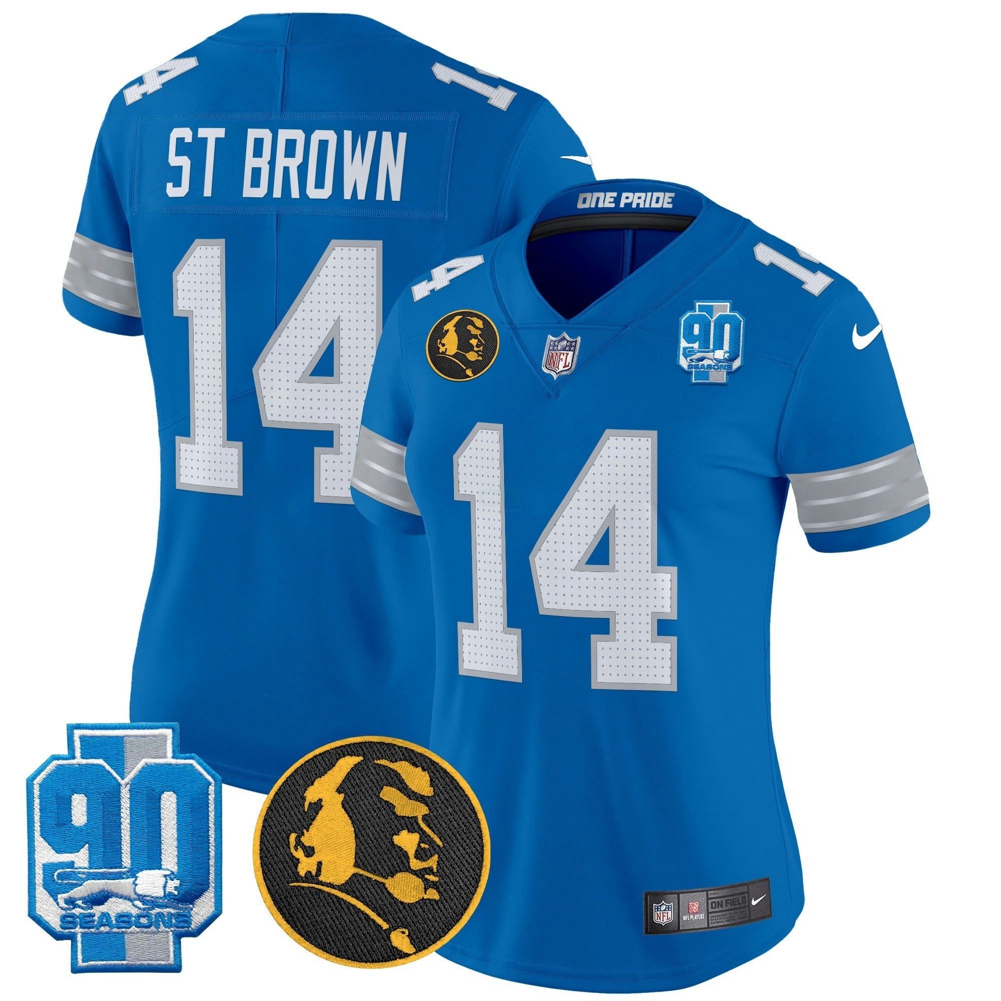 Camisa NFL Women’s Detroit 2024 90th & John Madden Patch Vapor Limited Jersey