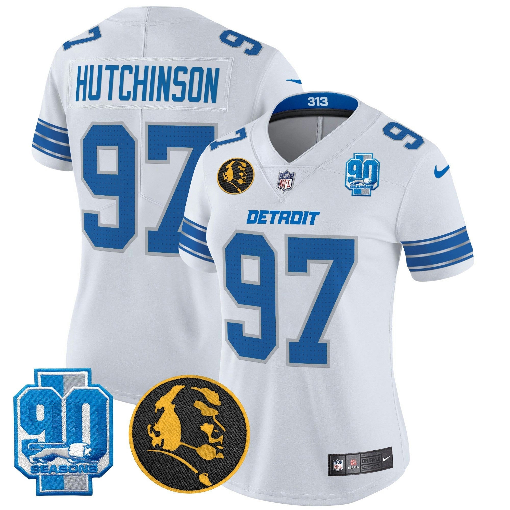 Camisa NFL Women’s Detroit 2024 90th & John Madden Patch Vapor Limited Jersey