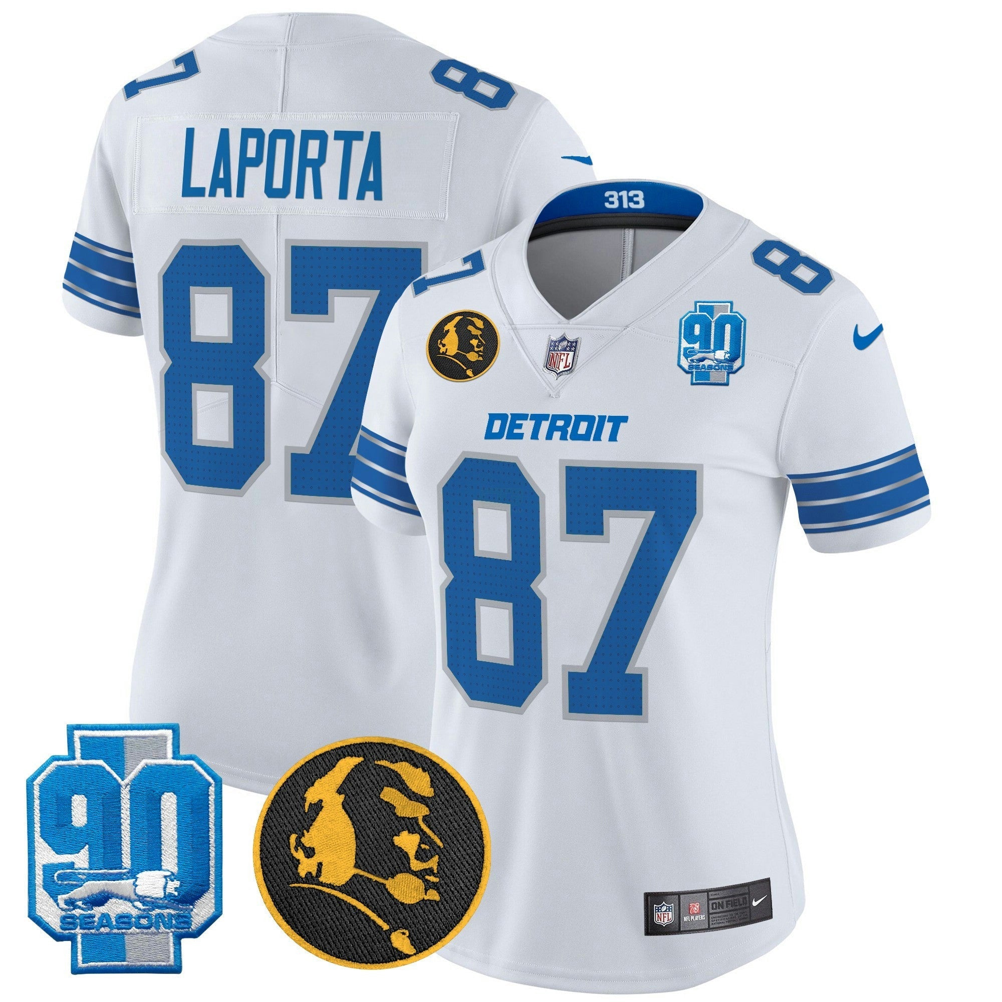 Camisa NFL Women’s Detroit 2024 90th & John Madden Patch Vapor Limited Jersey