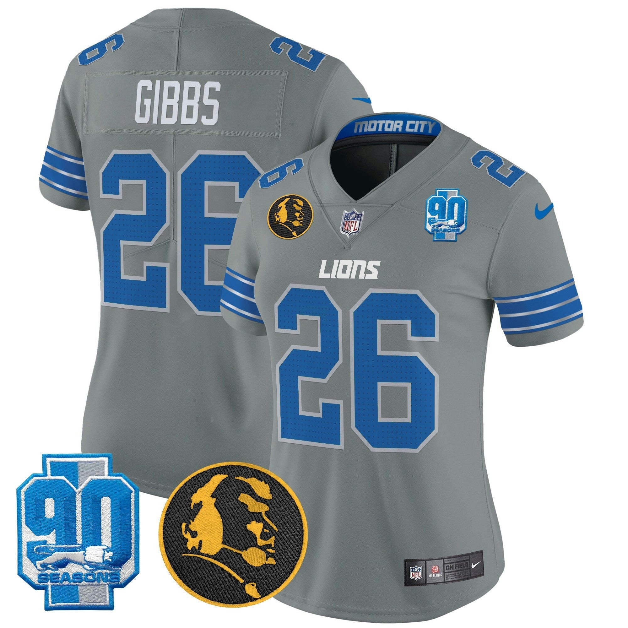 Camisa NFL Women’s Detroit 2024 90th & John Madden Patch Vapor Limited Jersey