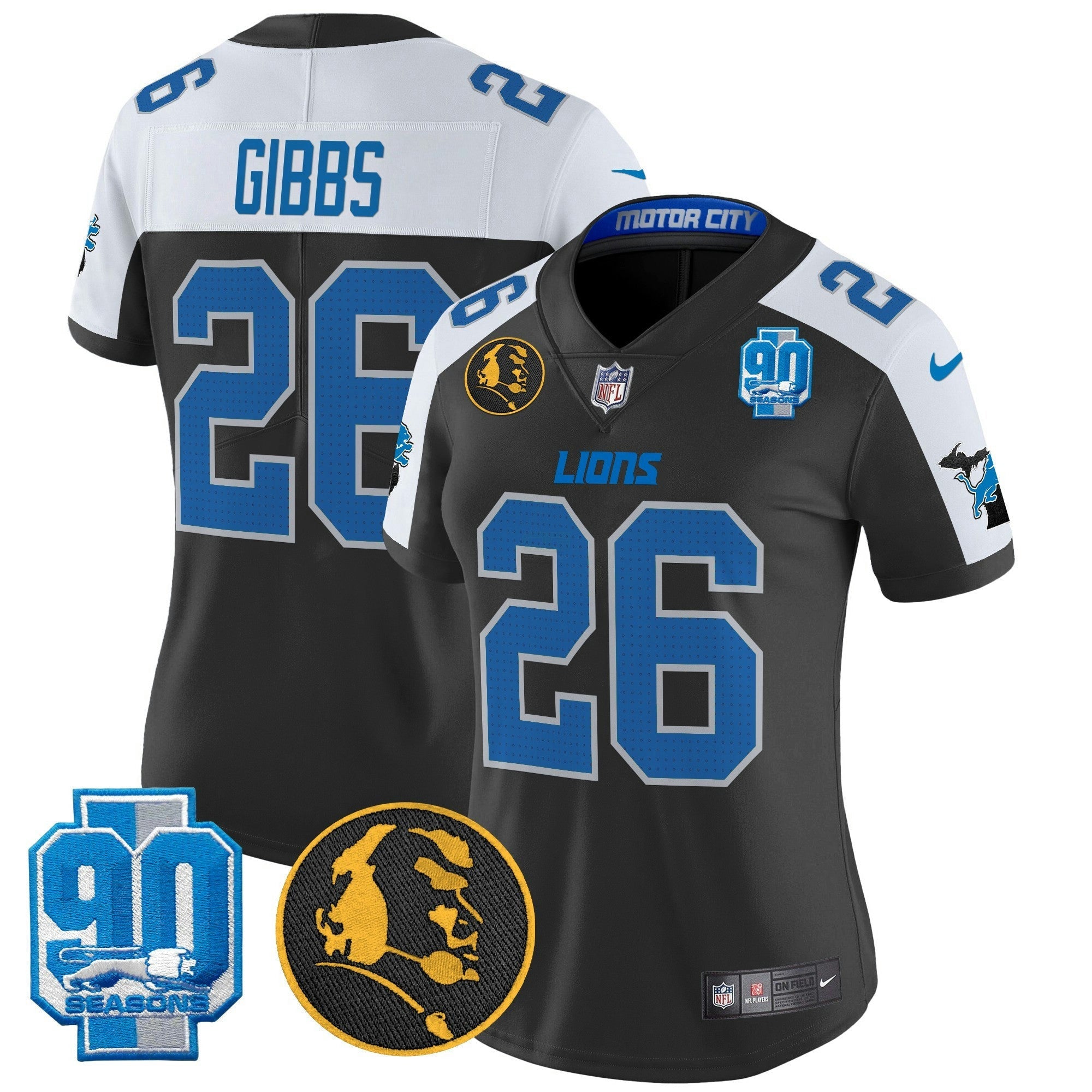 Camisa NFL Women’s Detroit 2024 90th & John Madden Patch Vapor Limited Jersey