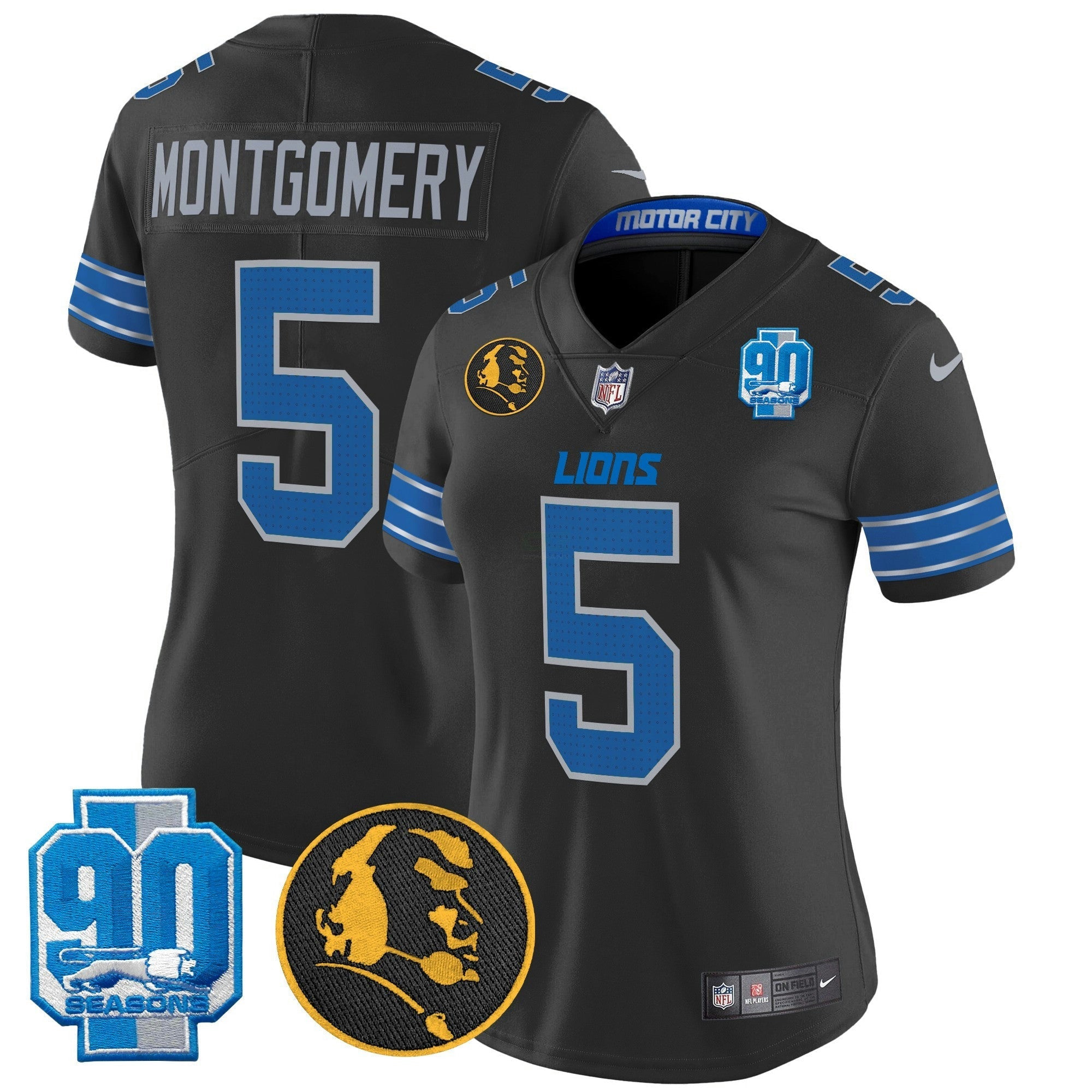 Camisa NFL Women’s Detroit 2024 90th & John Madden Patch Vapor Limited Jersey