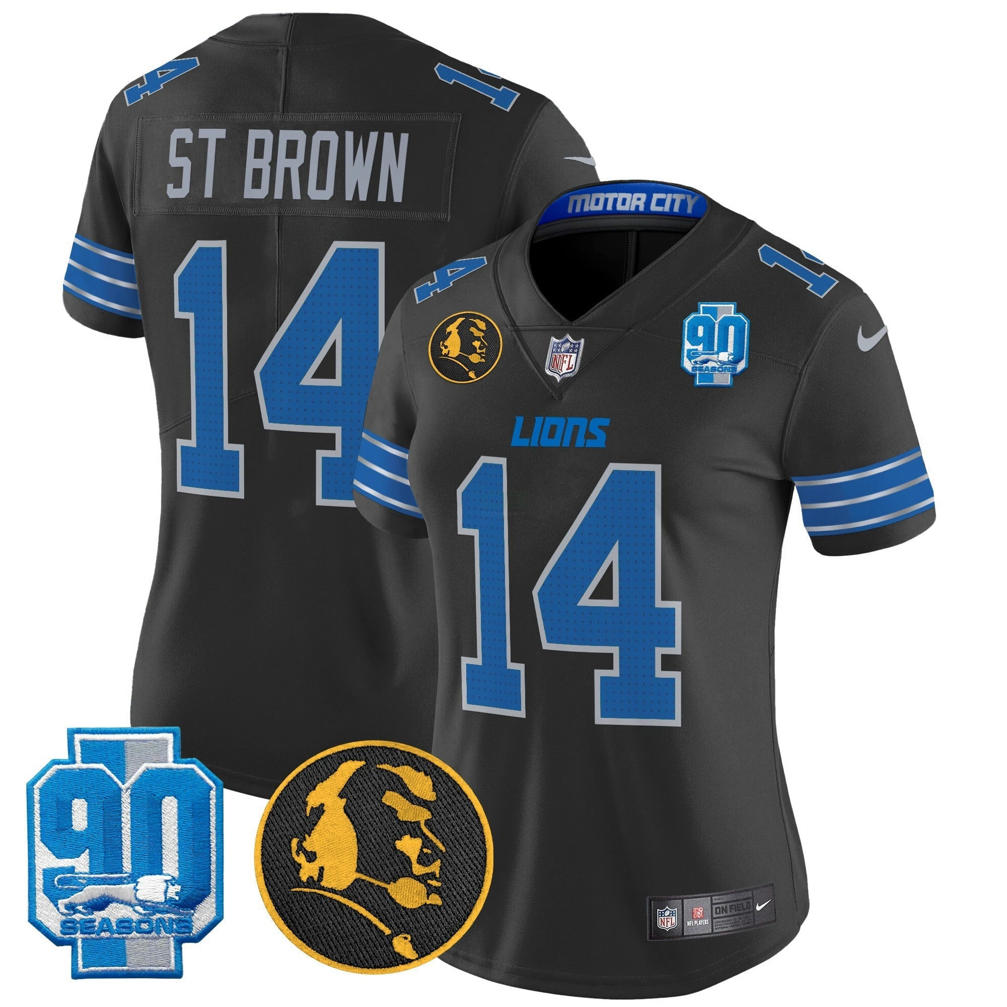 Camisa NFL Women’s Detroit 2024 90th & John Madden Patch Vapor Limited Jersey