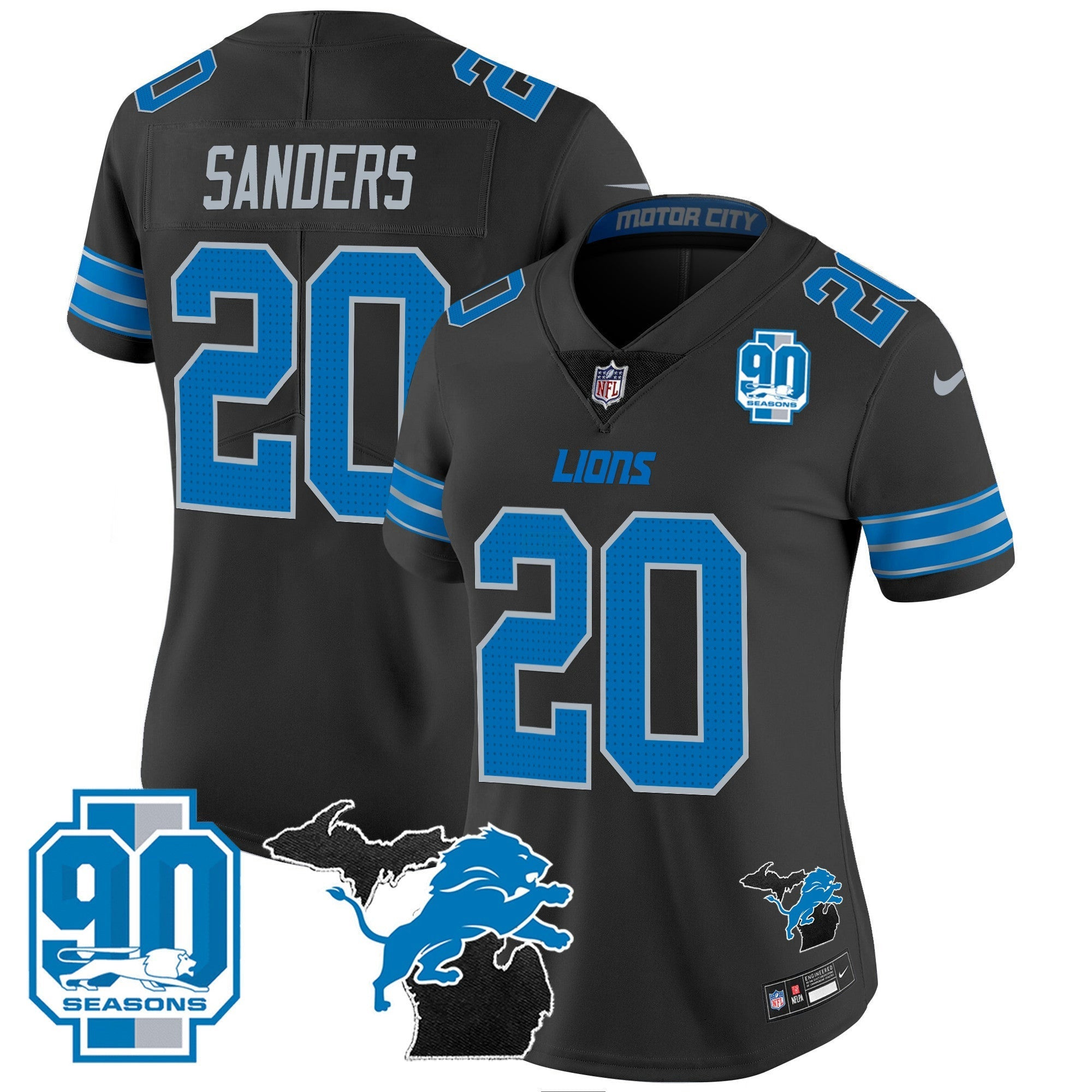 Camisa NFL Women’s Detroit 2024 Michigan & 90th Year Patch Vapor Jersey