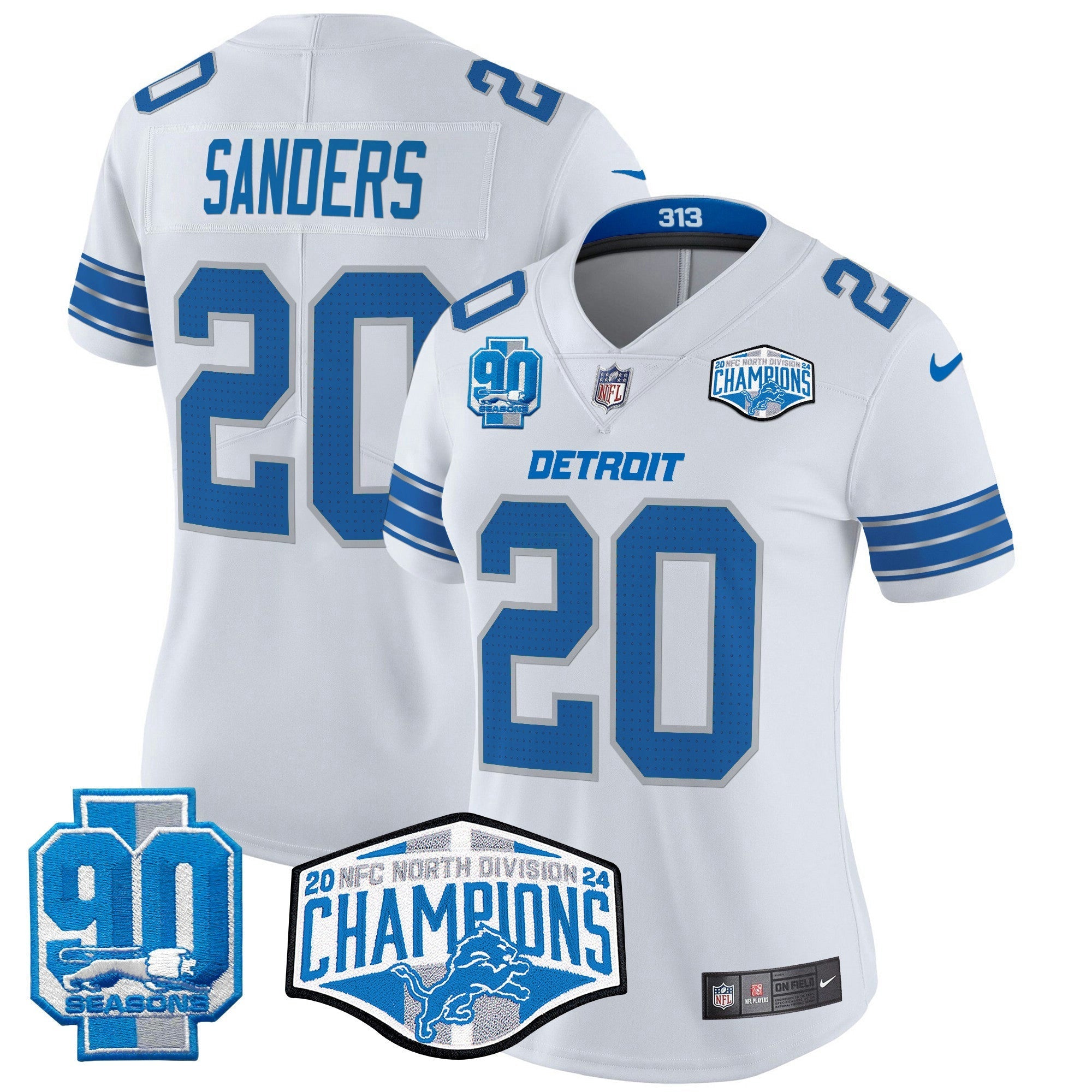 Camisa NFL Women’s Detroit 2024 NFC North Division Champions Patch Vapor Limited Jersey