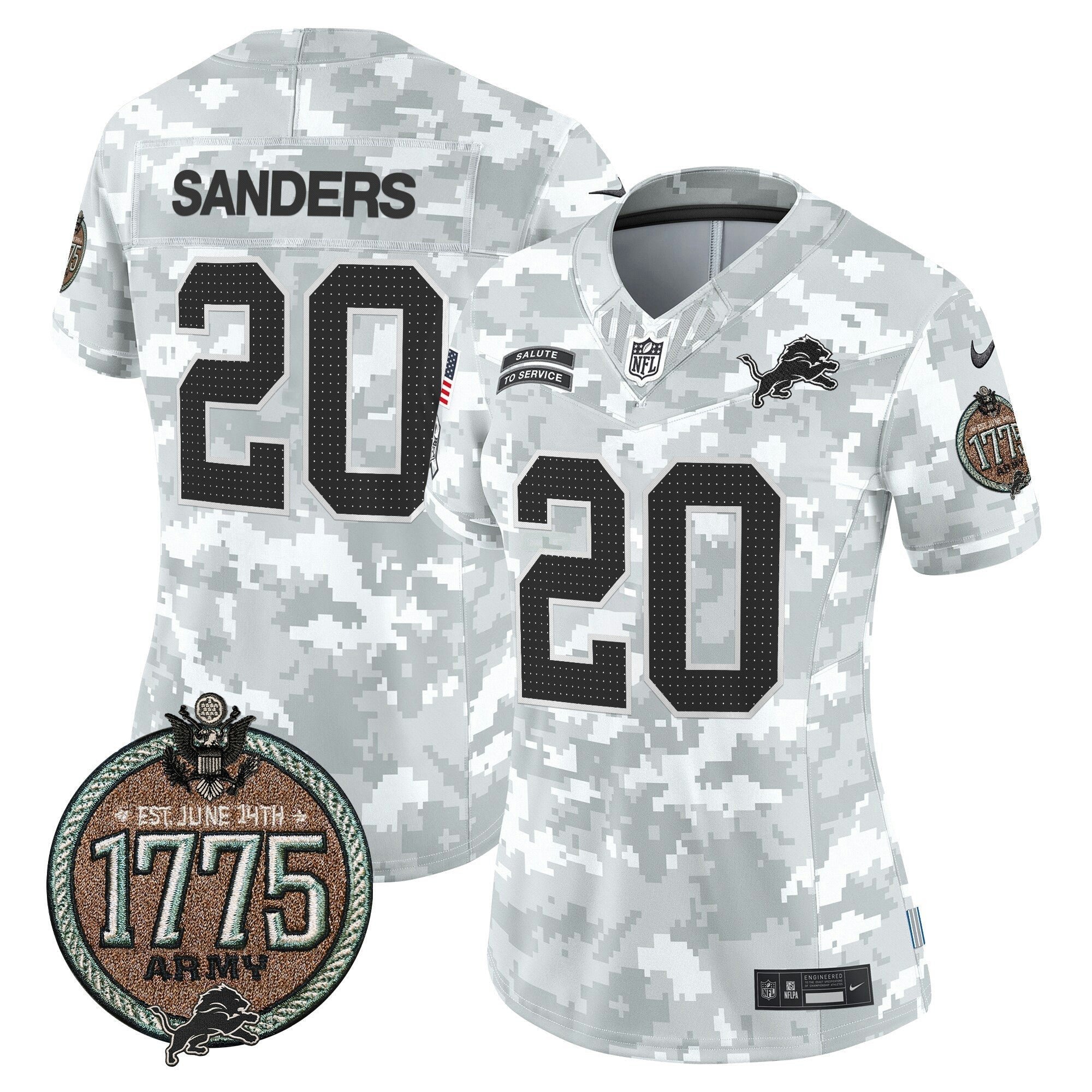 Camisa NFL Women’s Detroit 2024 Salute to Service Establishment Year Patch Vapor Limited Jersey