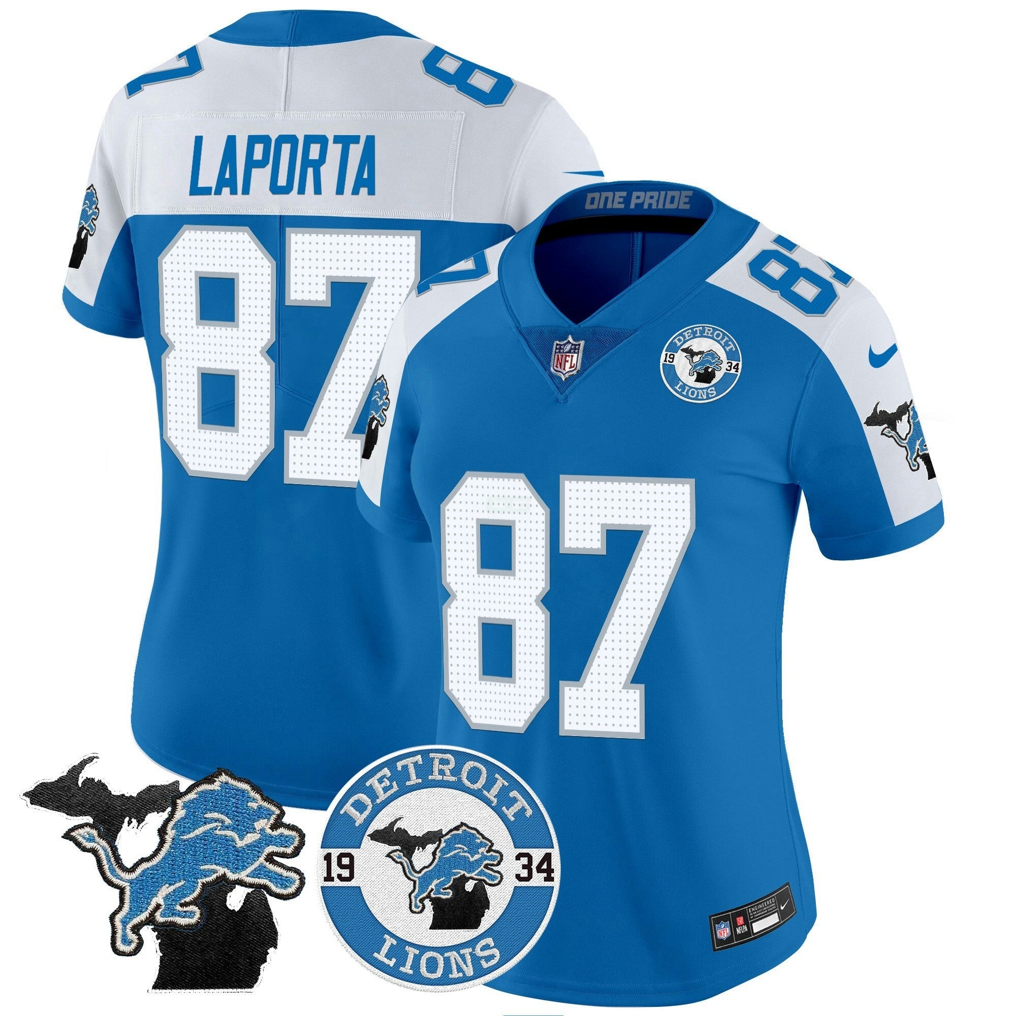 Camisa NFL Women’s Detroit 2024 Vapor Limited Jersey – Est. 1934 Patch