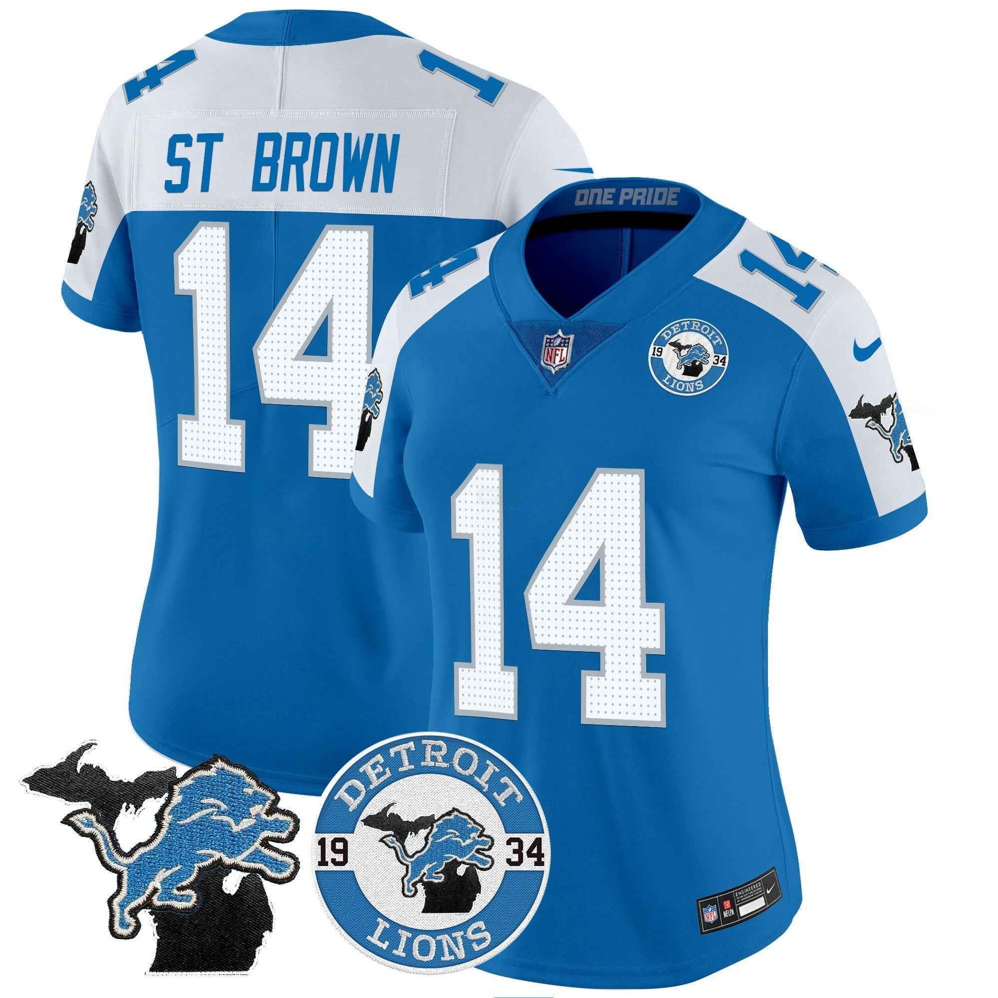 Camisa NFL Women’s Detroit 2024 Vapor Limited Jersey – Est. 1934 Patch