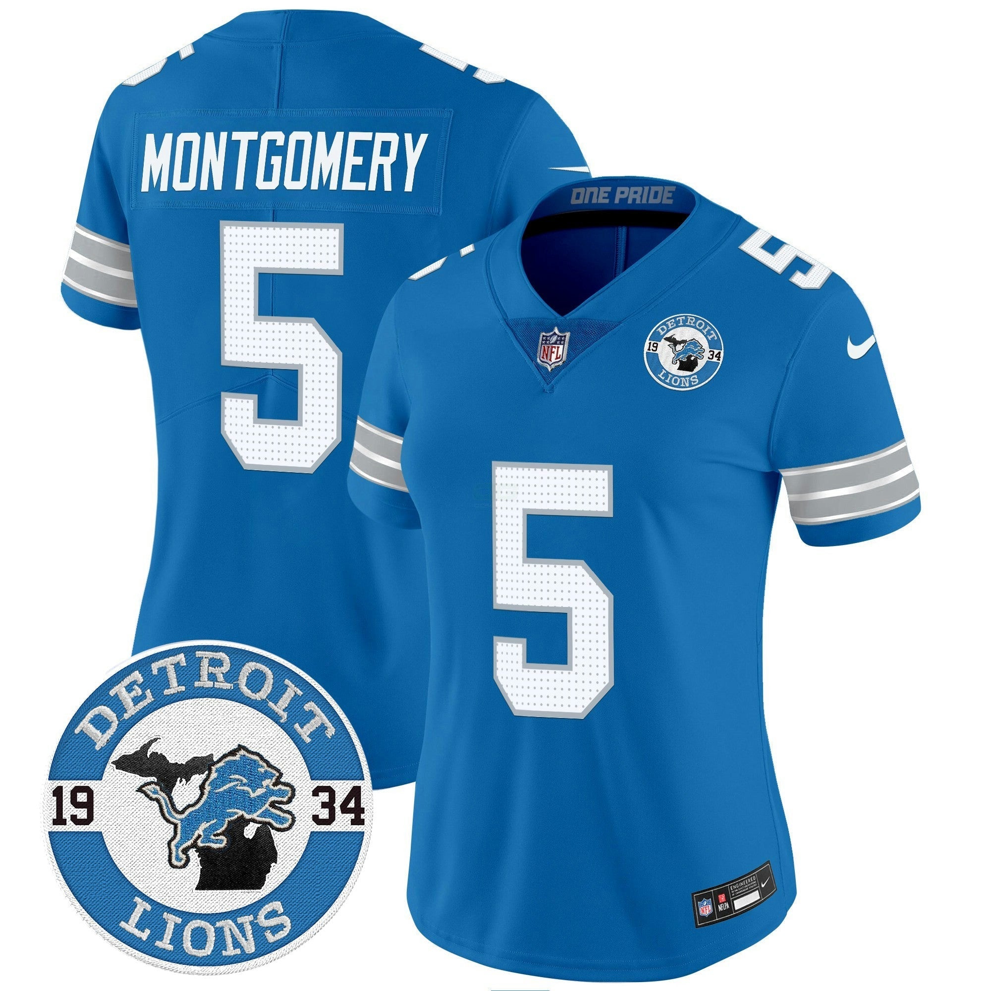 Camisa NFL Women’s Detroit 2024 Vapor Limited Jersey – Est. 1934 Patch