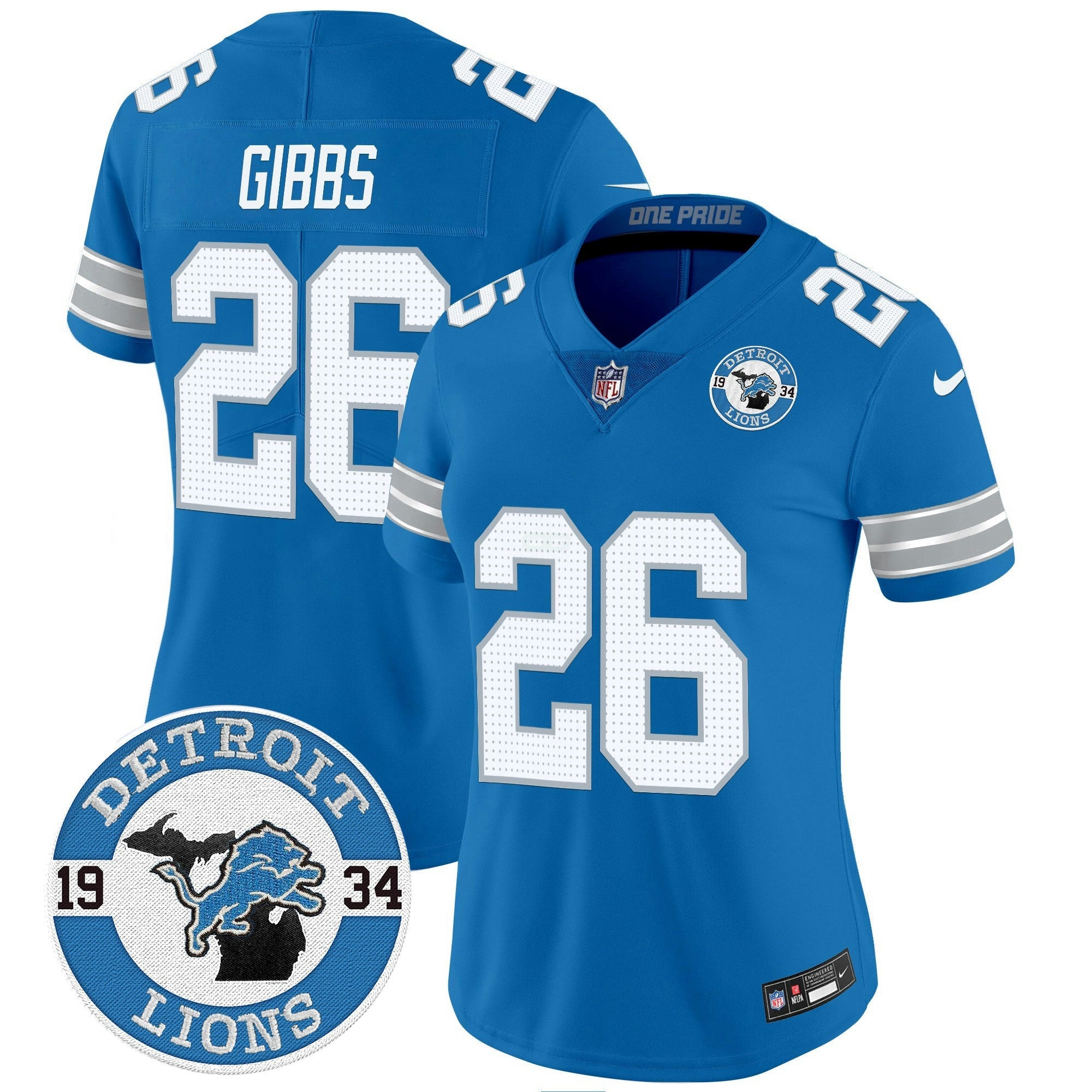 Camisa NFL Women’s Detroit 2024 Vapor Limited Jersey – Est. 1934 Patch