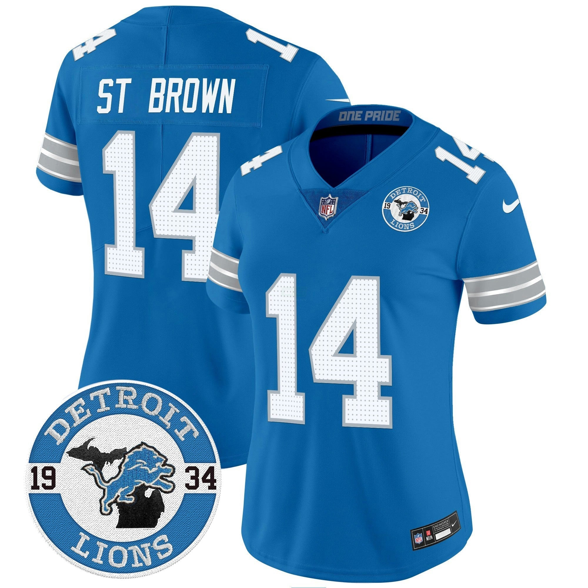 Camisa NFL Women’s Detroit 2024 Vapor Limited Jersey – Est. 1934 Patch