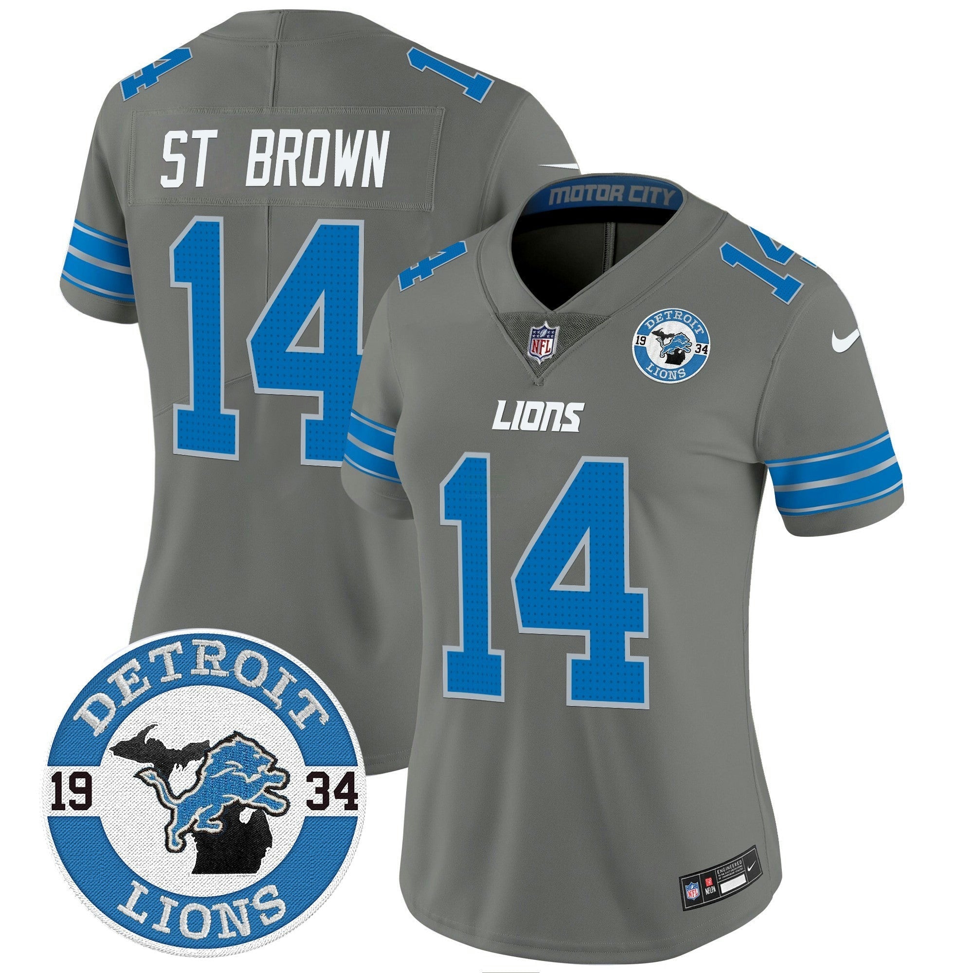 Camisa NFL Women’s Detroit 2024 Vapor Limited Jersey – Est. 1934 Patch